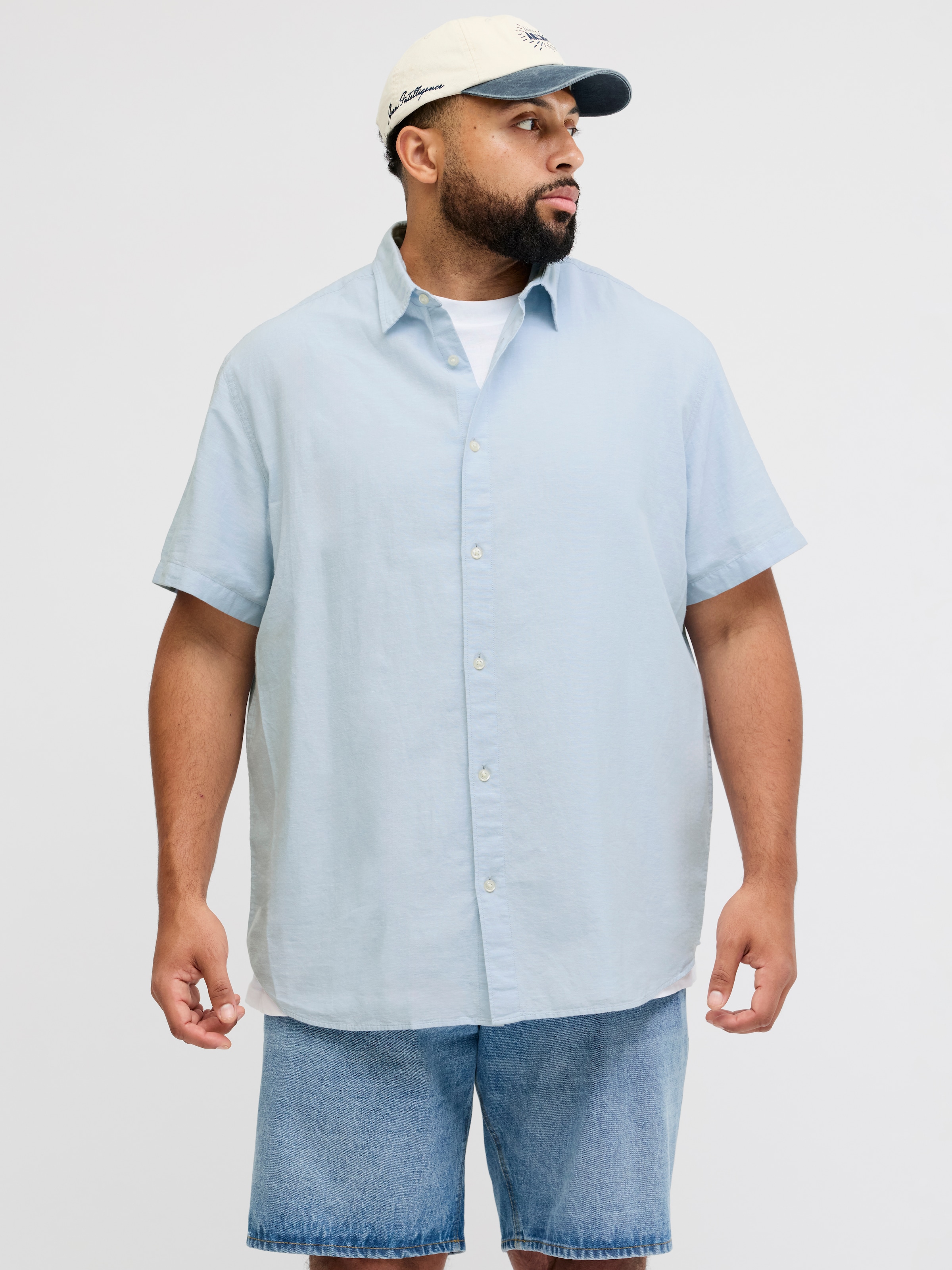Jack & Jones PlusSize Kurzarmhemd »JJEBREEZE LINEN BLEND SHIRT S/S SN PLS« mit Leinen, regular fit
