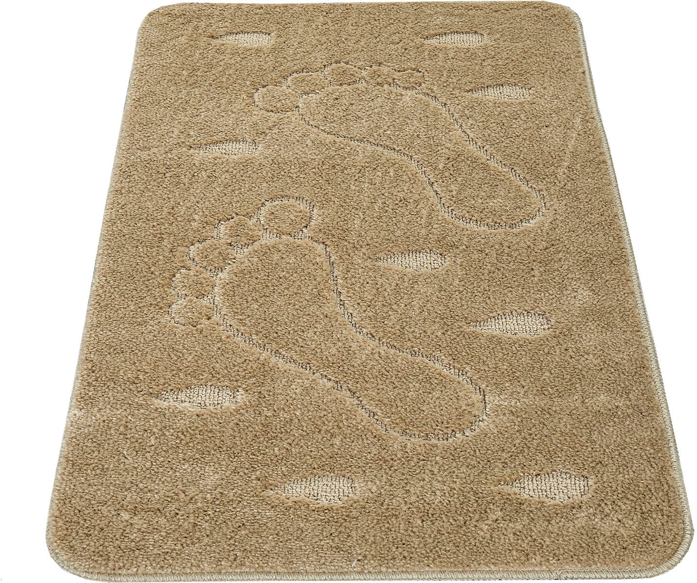 Paco Home Badematte »Riga 185«, rutschhemmend beschichtet, fußbodenheizungsgeeignet, Badteppich, Uni Farben, mit Fußabdrücken, rechteckig & rund erhältlich