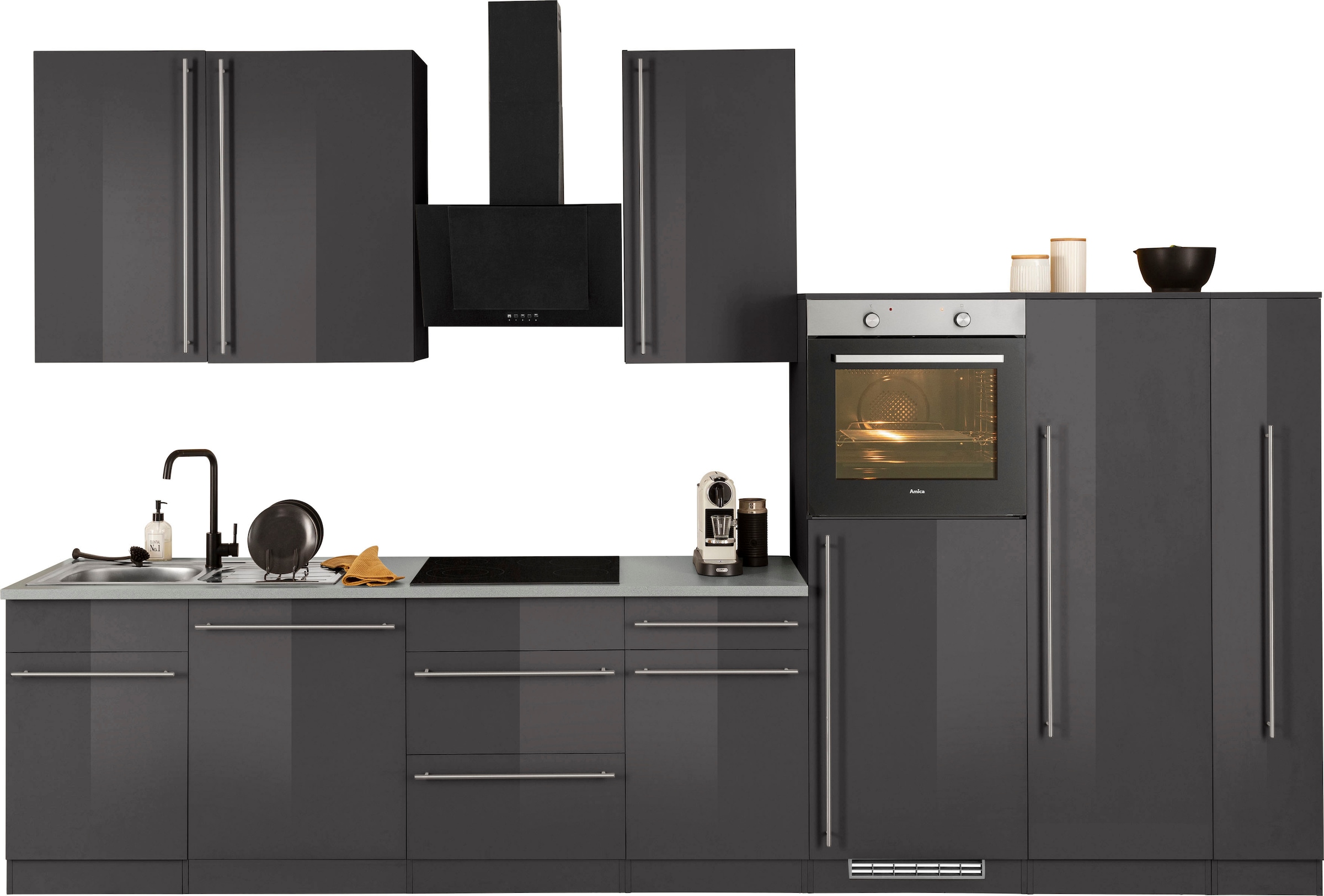 wiho Küchen Küchenzeile »Chicago«, cm bei 360 mit E-Geräten, Breite OTTO