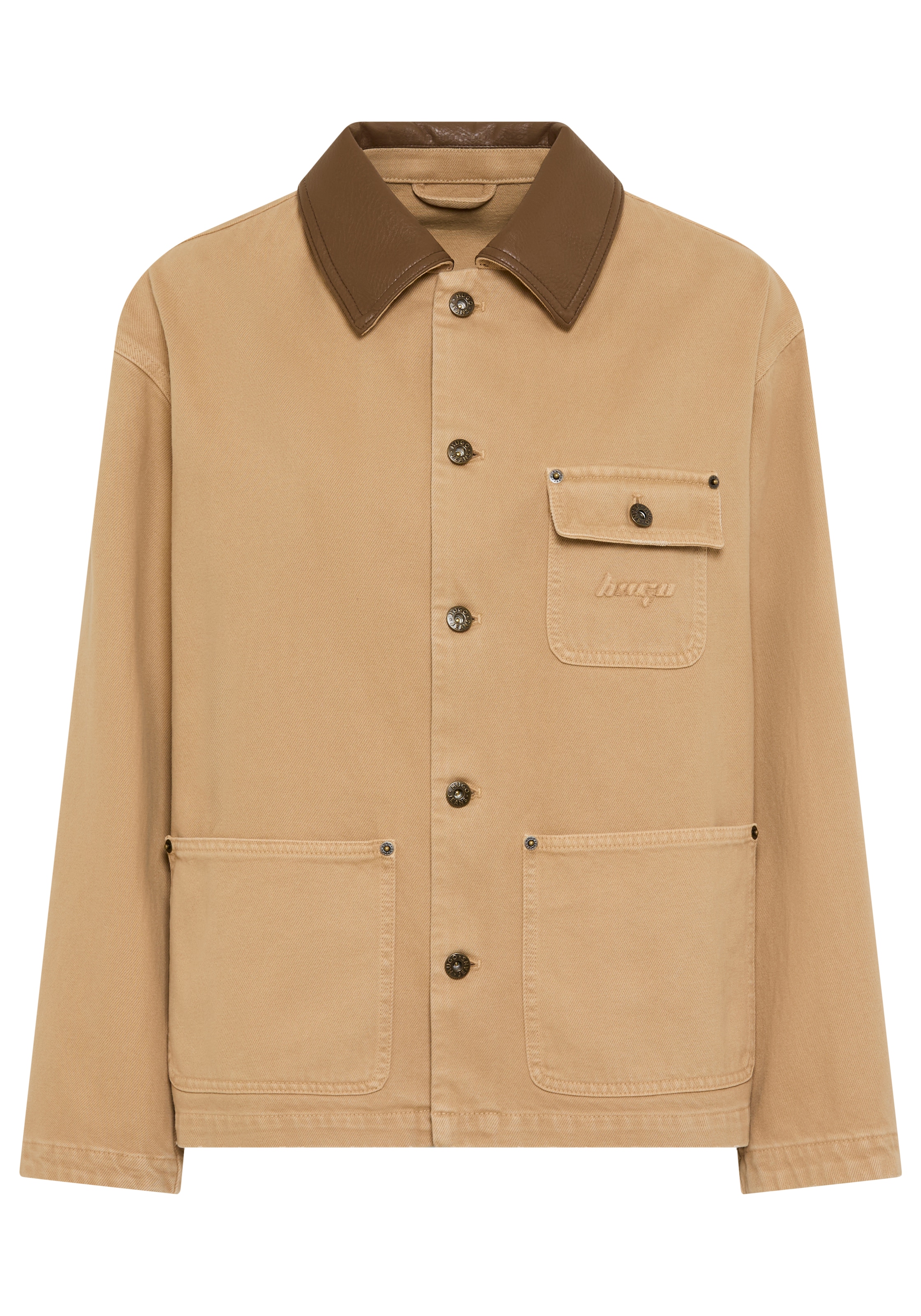 HUGO Blue Hemdjacke »Flimane« mit Kontrastkragen, oversize