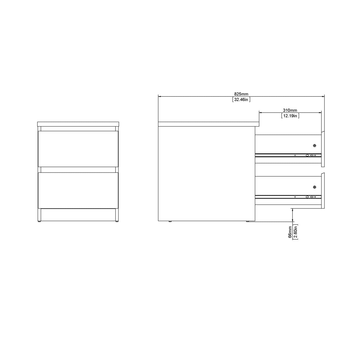 Home affaire Nachttisch, Eleganter Nachttisch mit 2 Schubladen