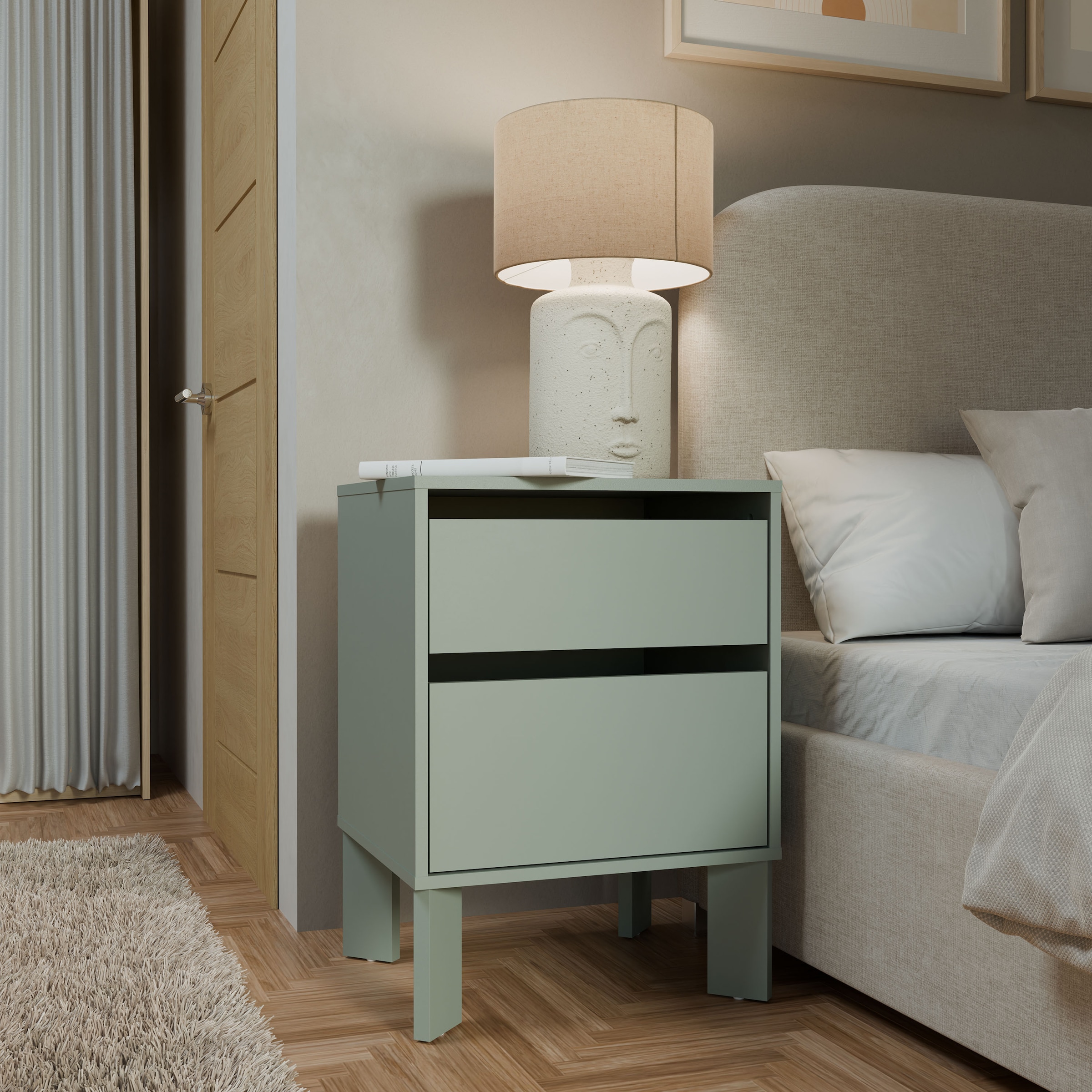 FORTE Nachtkommode »Tahoe Nachtkommode, grifflos,  2 Schubkästen« B/H/T 48,2/66,7/41,4 cm