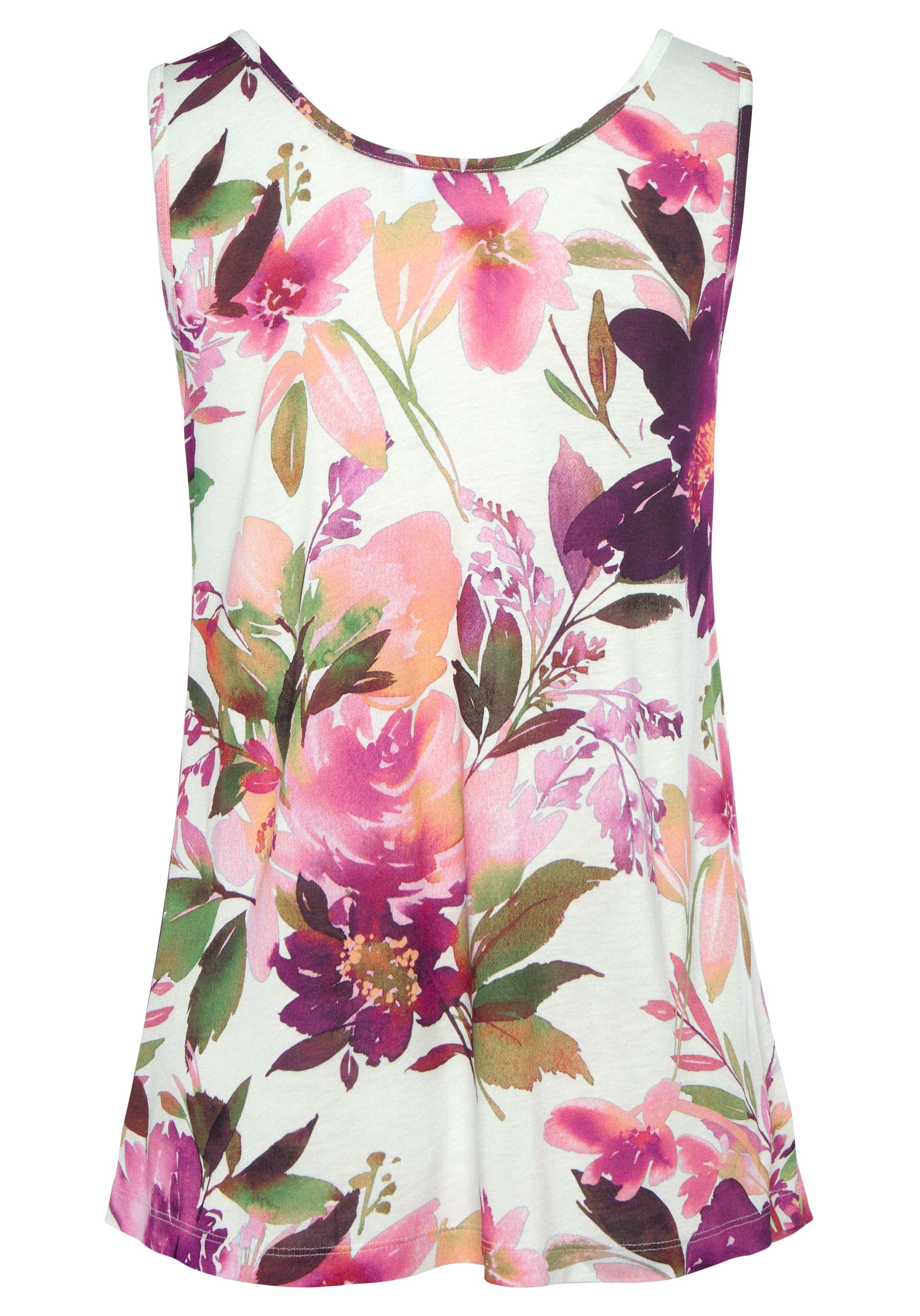 Beachtime Tanktop, (2er-Pack), mit Blumendruck, lockere Sommertops aus Jersey