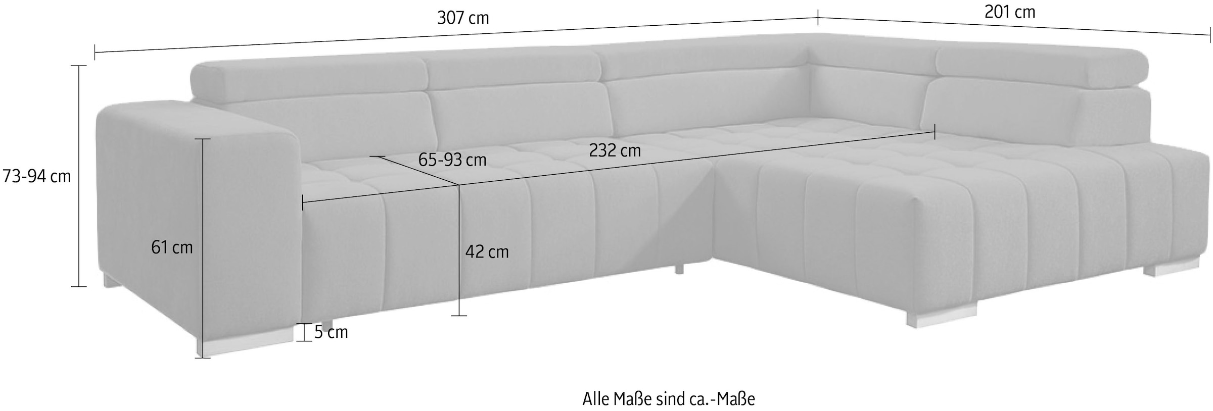 exxpo - sofa fashion Ecksofa »Elianos, hoher Sitzkomfort, aufwendige Kreuzsteppung im Sitz, L-Form« Kopfteile & Sitztiefe verstellbar, ohne Bettfunktion