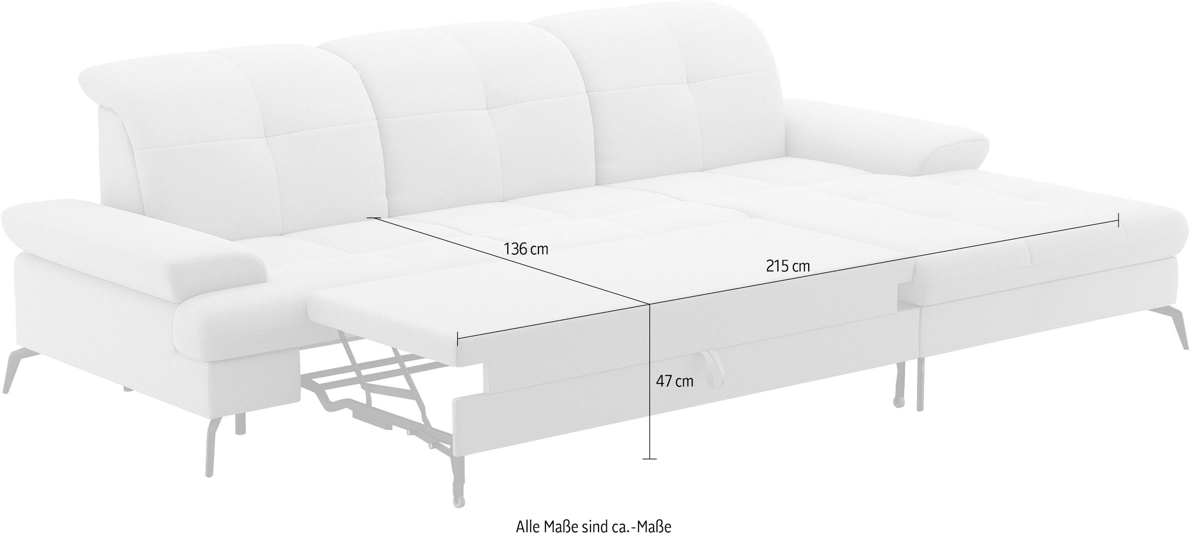 sit&more Ecksofa »Amica, L-Form, inkl. Sitztiefenverstellung & Armteilverstellung«, wahlweise mit Bettfunktion, Bettkasten und Kopfteilverstellung