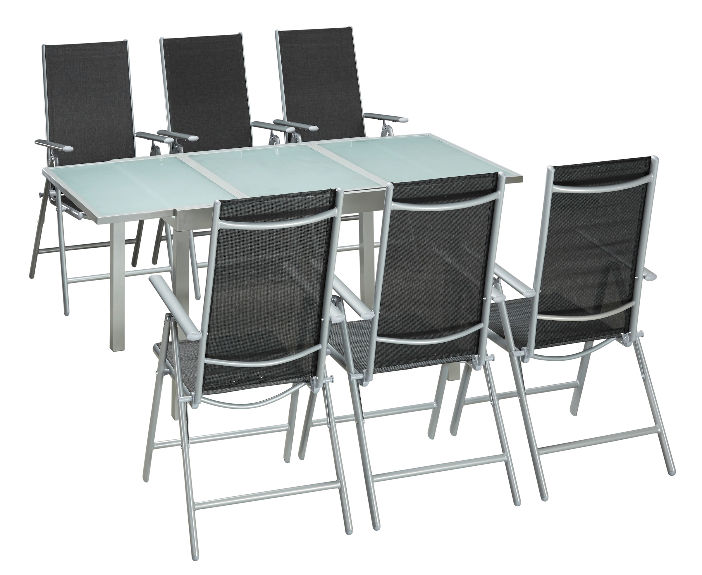 MERXX Garten-Essgruppe »Lima«, (Set, 7 tlg.), inkl. 6 Sesseln und ausziehbarem Tisch (120 - 180 cm)