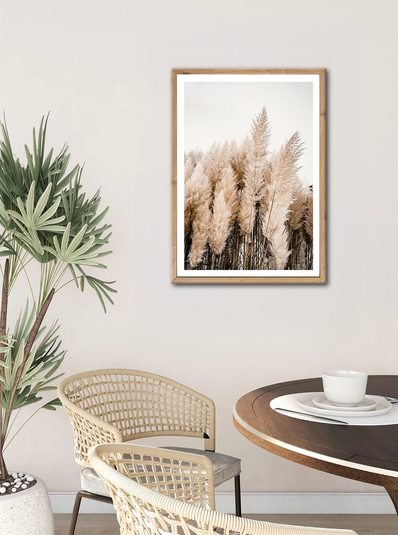 Bönninghoff Bild mit Rahmen »Wandbild gerahmt PAMPASGRAS 50x70 cm – Natürliches Gräsermotiv in« Gräser | Natur | Pflanzen | Pflanzenbilder 1 Stk. tlg. mit dekorativem Rahmen