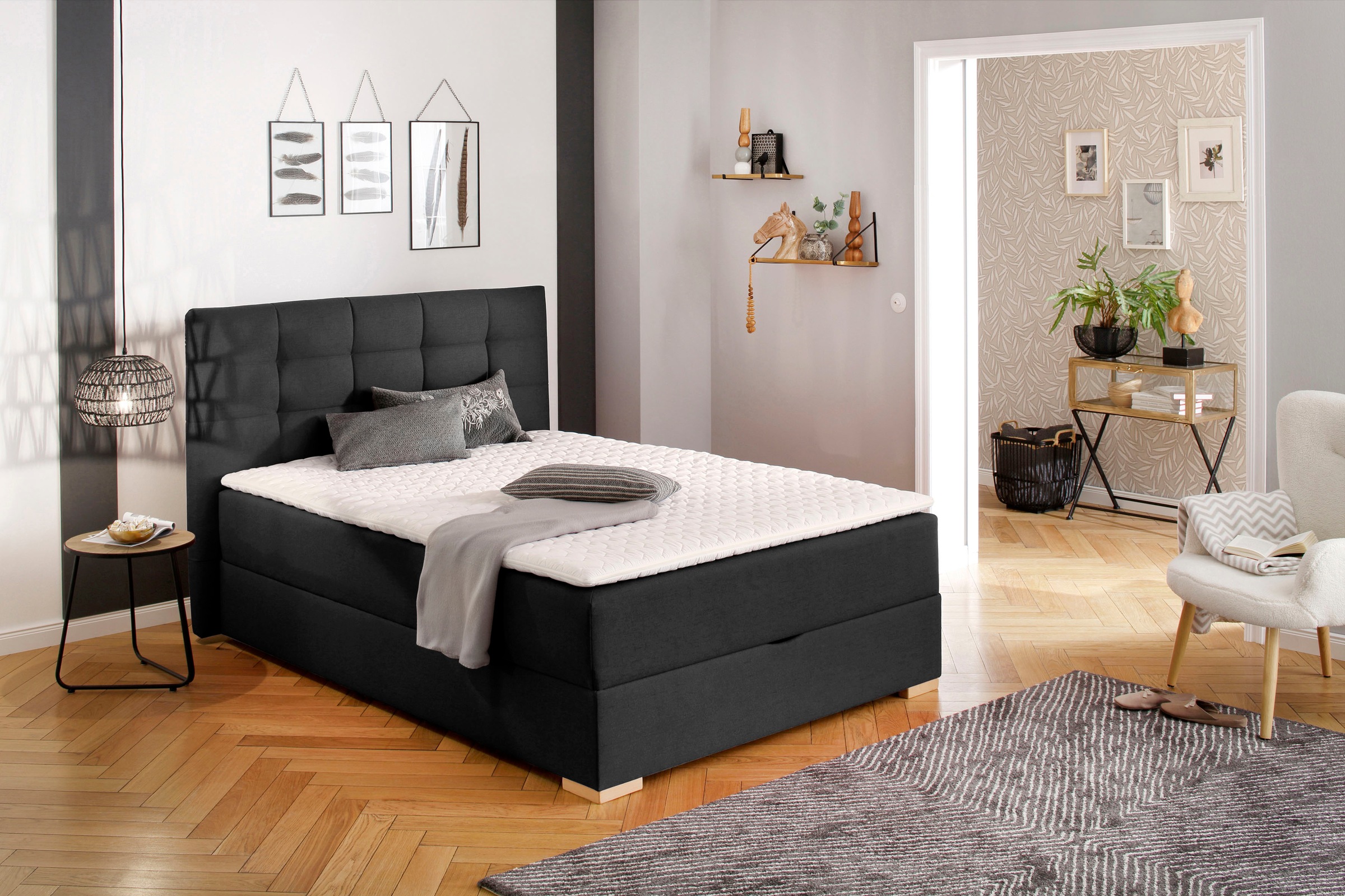 Home affaire Boxbett »Olivet mit Bettkasten« in 4 Farben, 4 Breiten, 2 Matratzenarten, auch in Überlänge 220 cm
