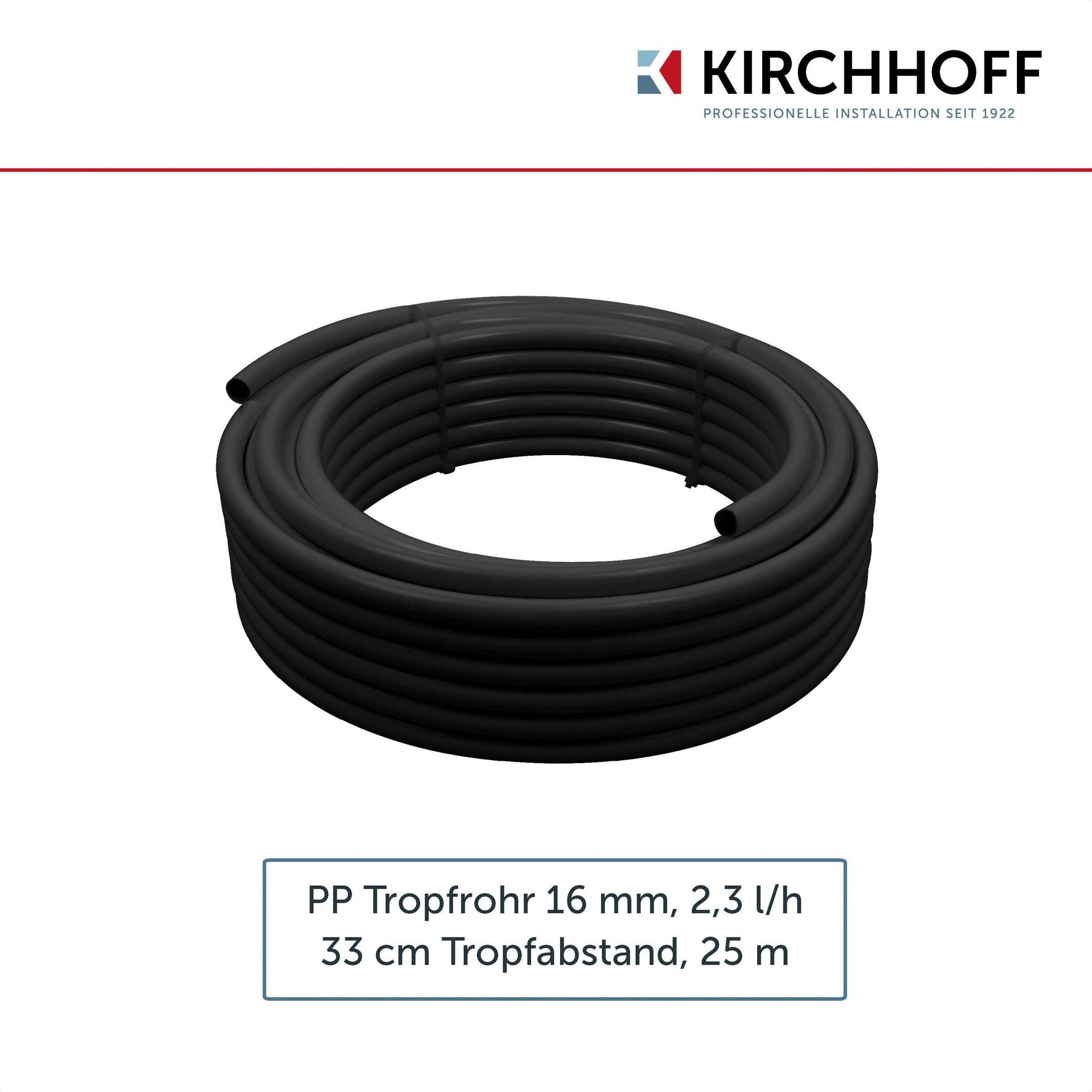 Kirchhoff Bewässerungsschlauch, Tropfrohr 25 m x 16 mm, Tropfschlauch, Drip-Bewässerung