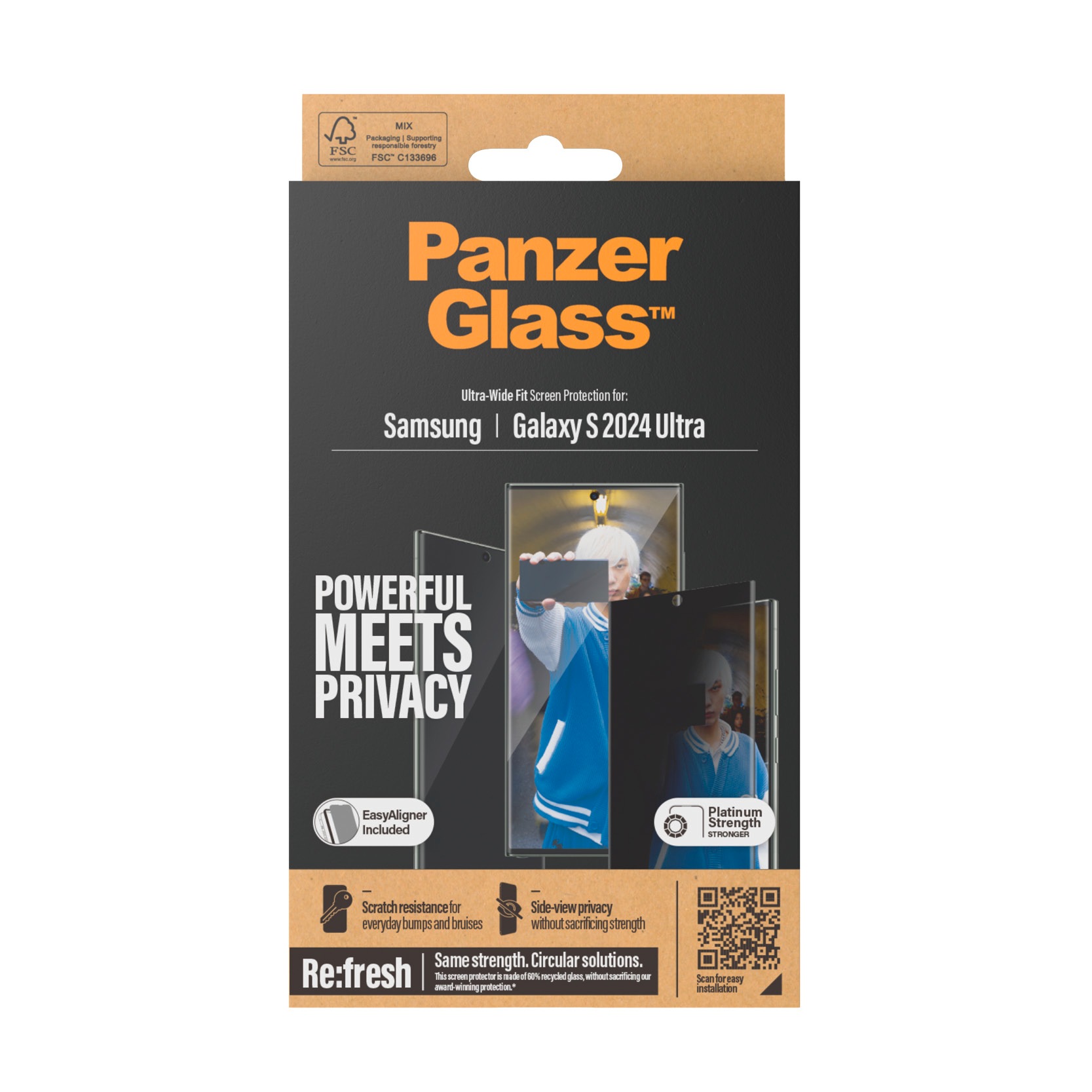 PanzerGlass Displayschutzglas »Ultra Wide Fit Privacy Screen Protector«, für Samsung Galaxy S24 Ultra, Displayschutzfolie, stoßfest, kratzbeständig