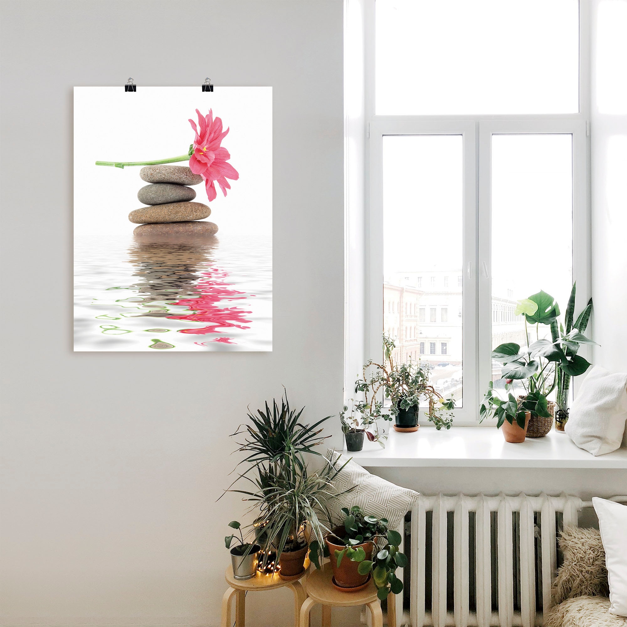 Artland Wandbild »Zen Spa Steine mit Blumen I«, Zen, (1 St.), als Leinwandbild, Poster in verschied. Größen