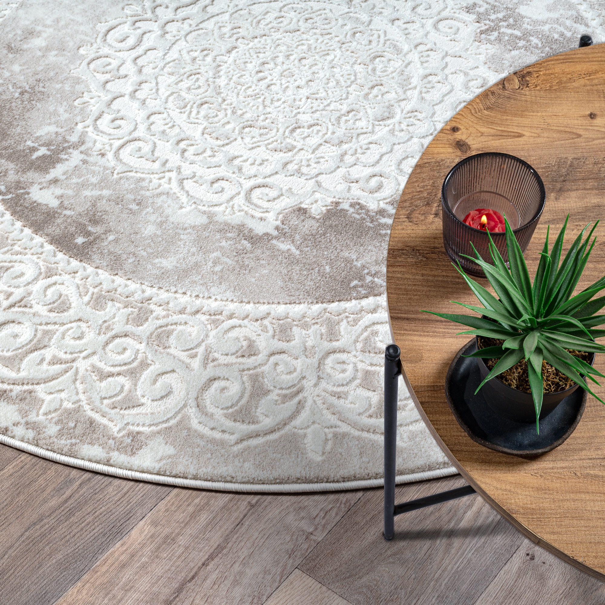 Sanat Teppich »Harmony 3205 , auch als Läufer und rund« rund 12 mm Höhe Wohnzimmer, Kurzflor, modern,  Orient Optik, Schlafzimmer