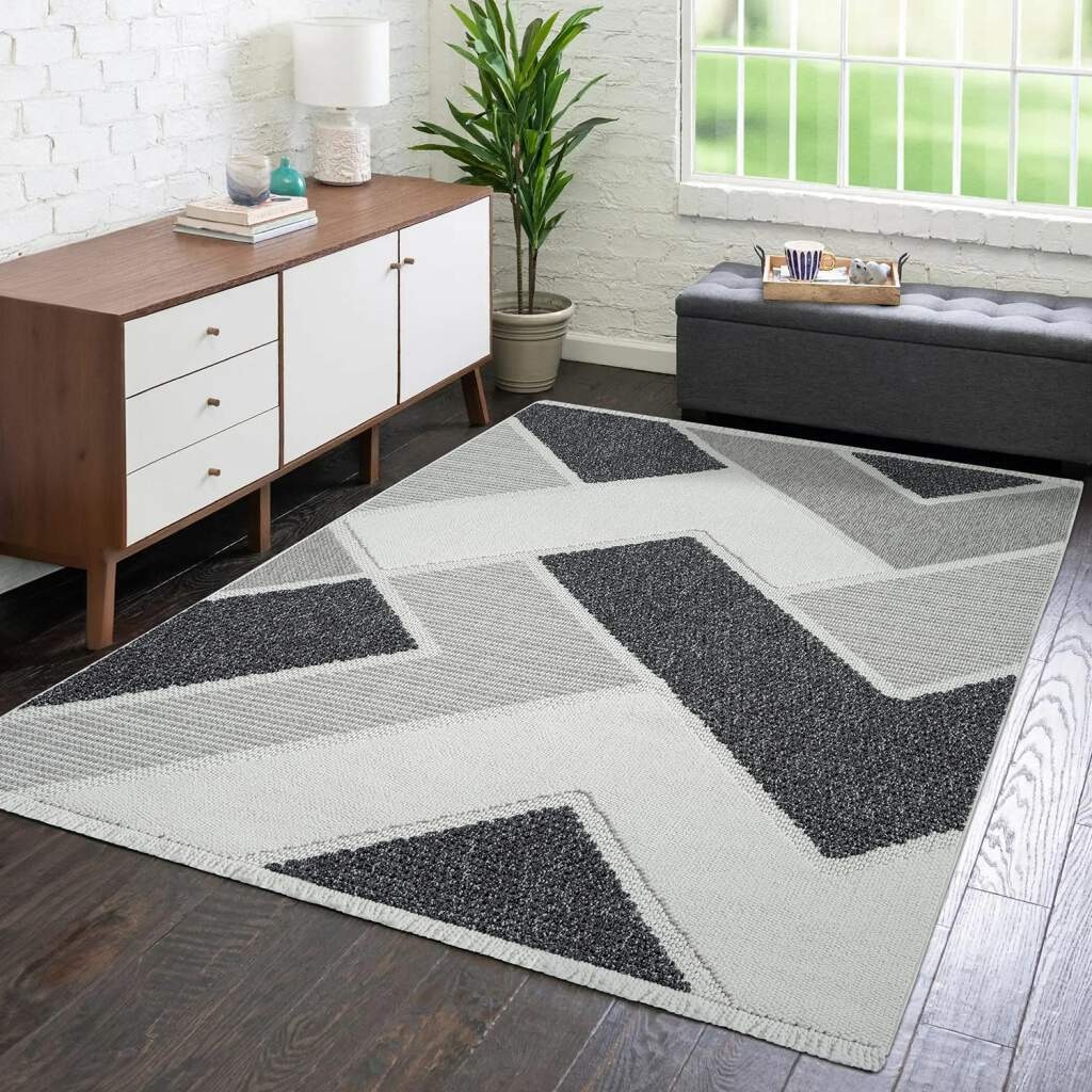 Carpet City Teppich »LINDO 8877«, rechteckig, Kurzflor, Hochtief-Muster/ 3D-Effekt, Fransen, Boho-Stil, Wohnzimmer