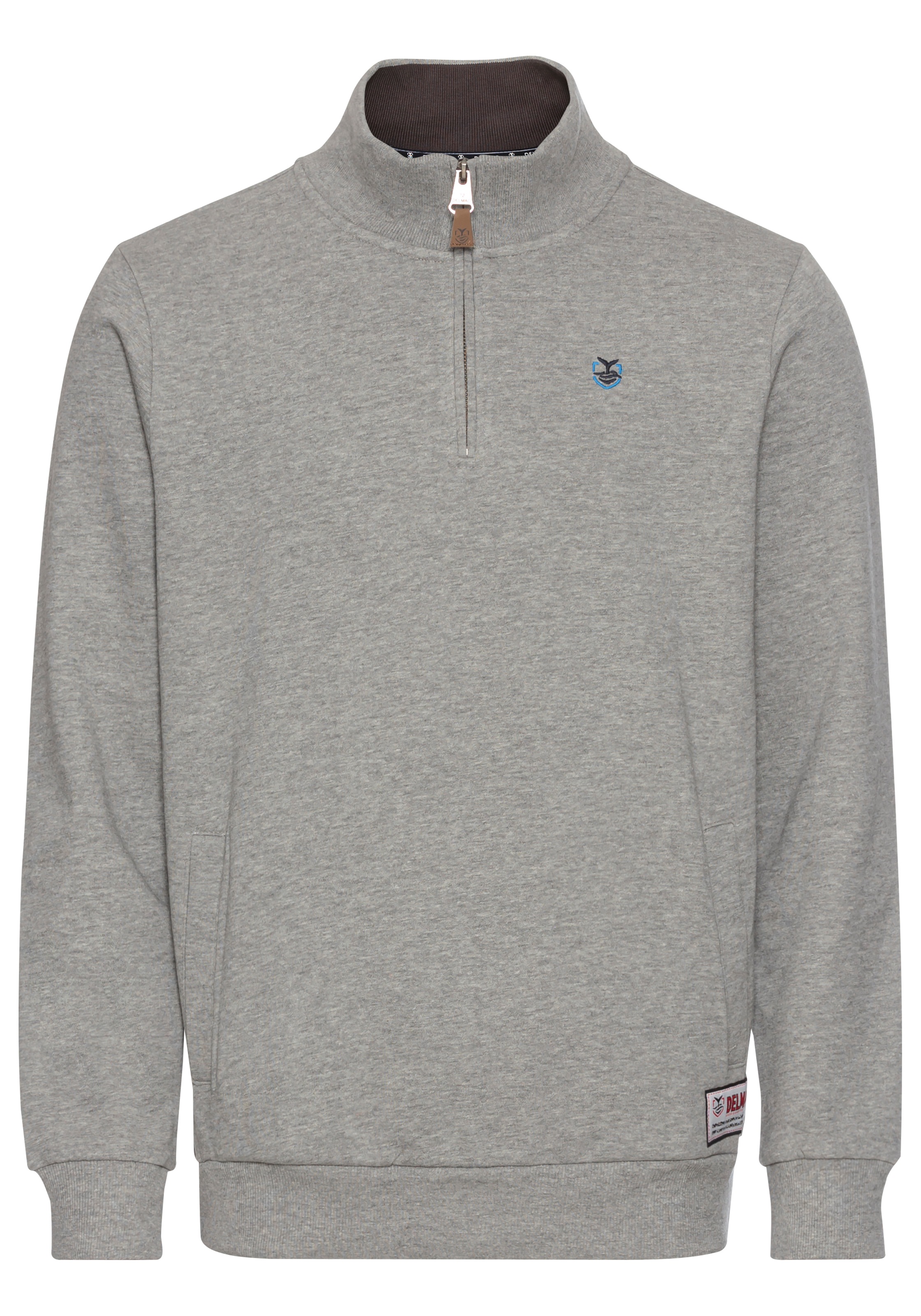 DELMAO Sweatshirt, mit Henley Kragen und Seitentaschen - NEUE KOLLEKTION