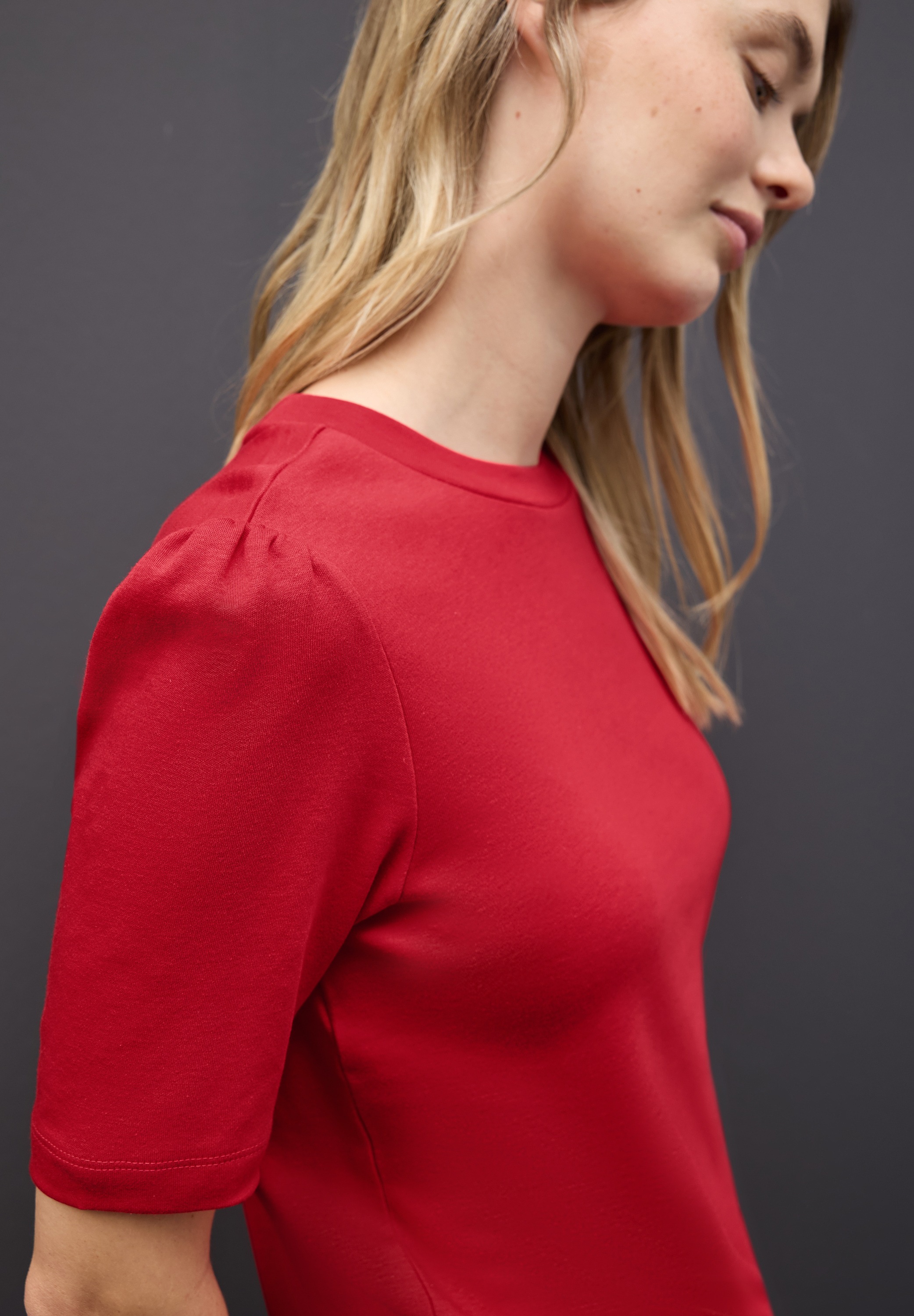 STREET ONE T-Shirt mit Raffung an den Schultern