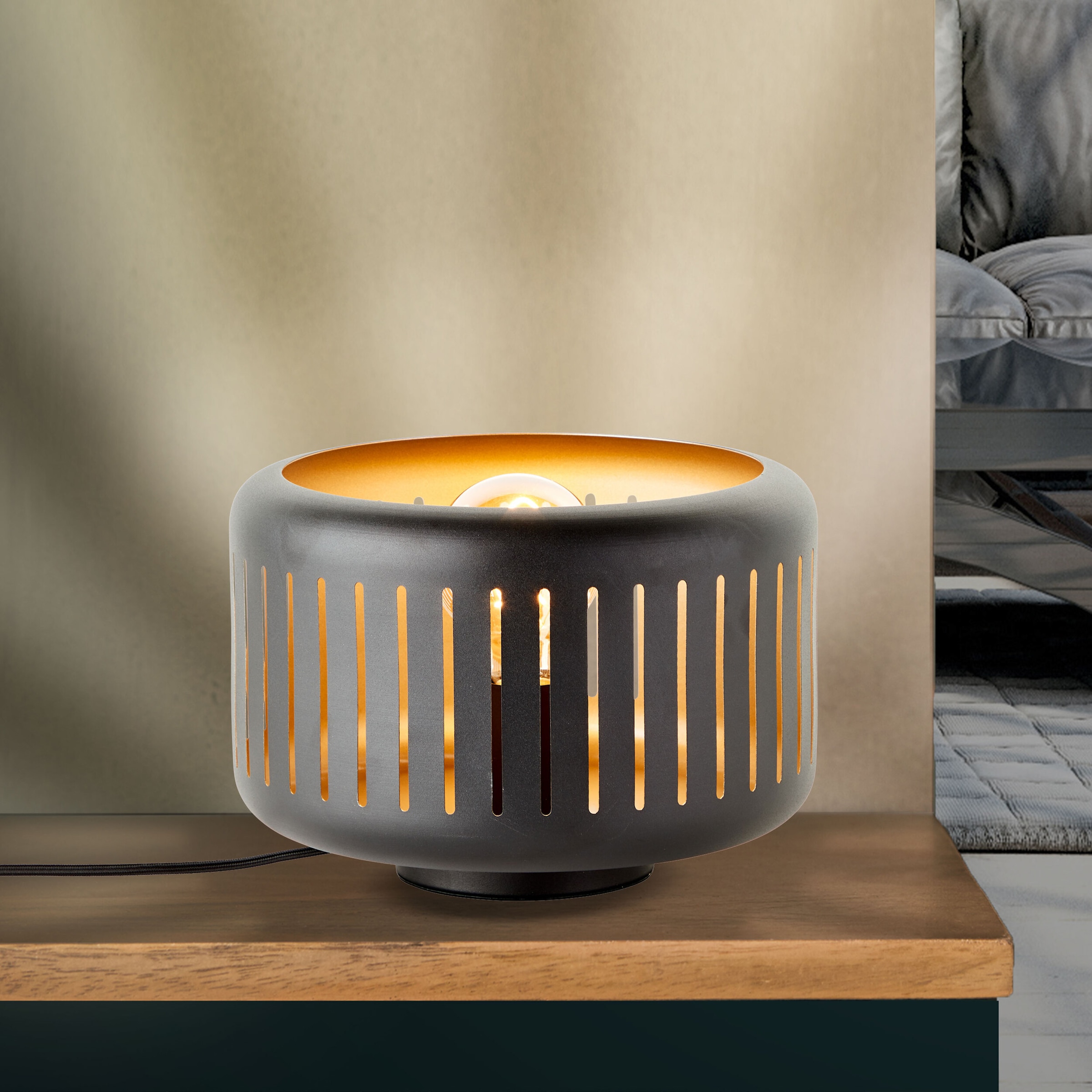 Brilliant Tischleuchte »Tyas« E27 1 Stk. 19 x 27 cm, E27, Metall, schwarz/goldfarben