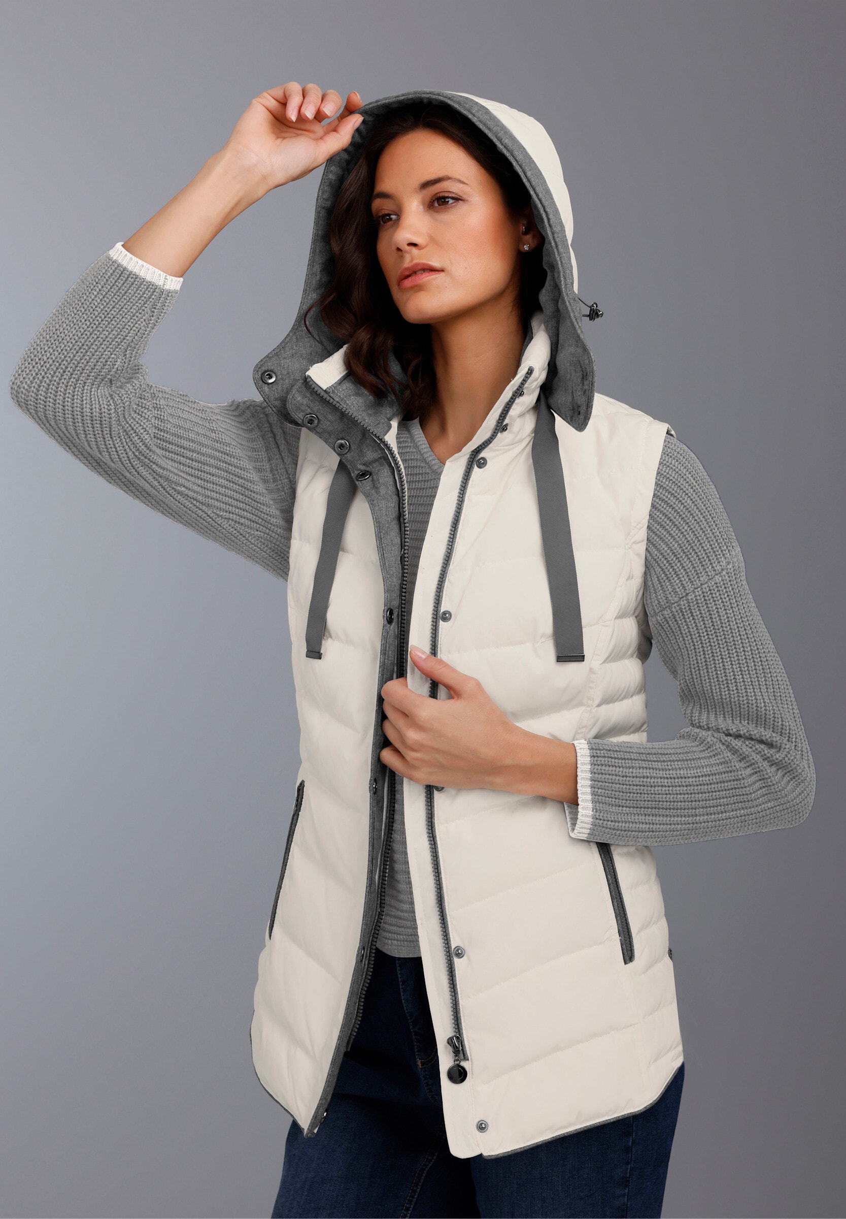 creation L Softshelljacke »Daunen-Steppjacke Daunenjacke mit Westen-Funktion« Abnehmbare Kapuze