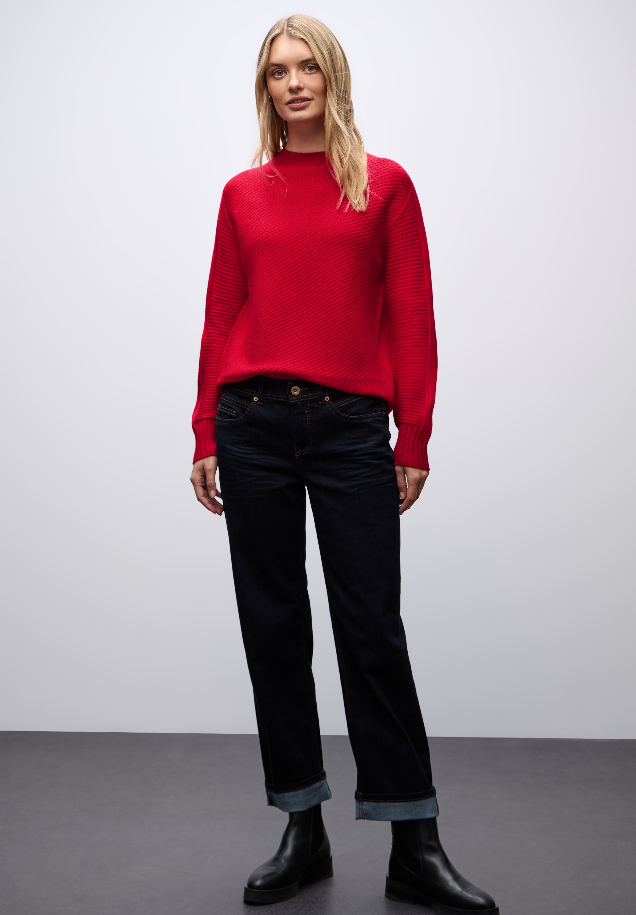 STREET ONE Strickpullover mit Struktur und Stehkragen/Turtleneck