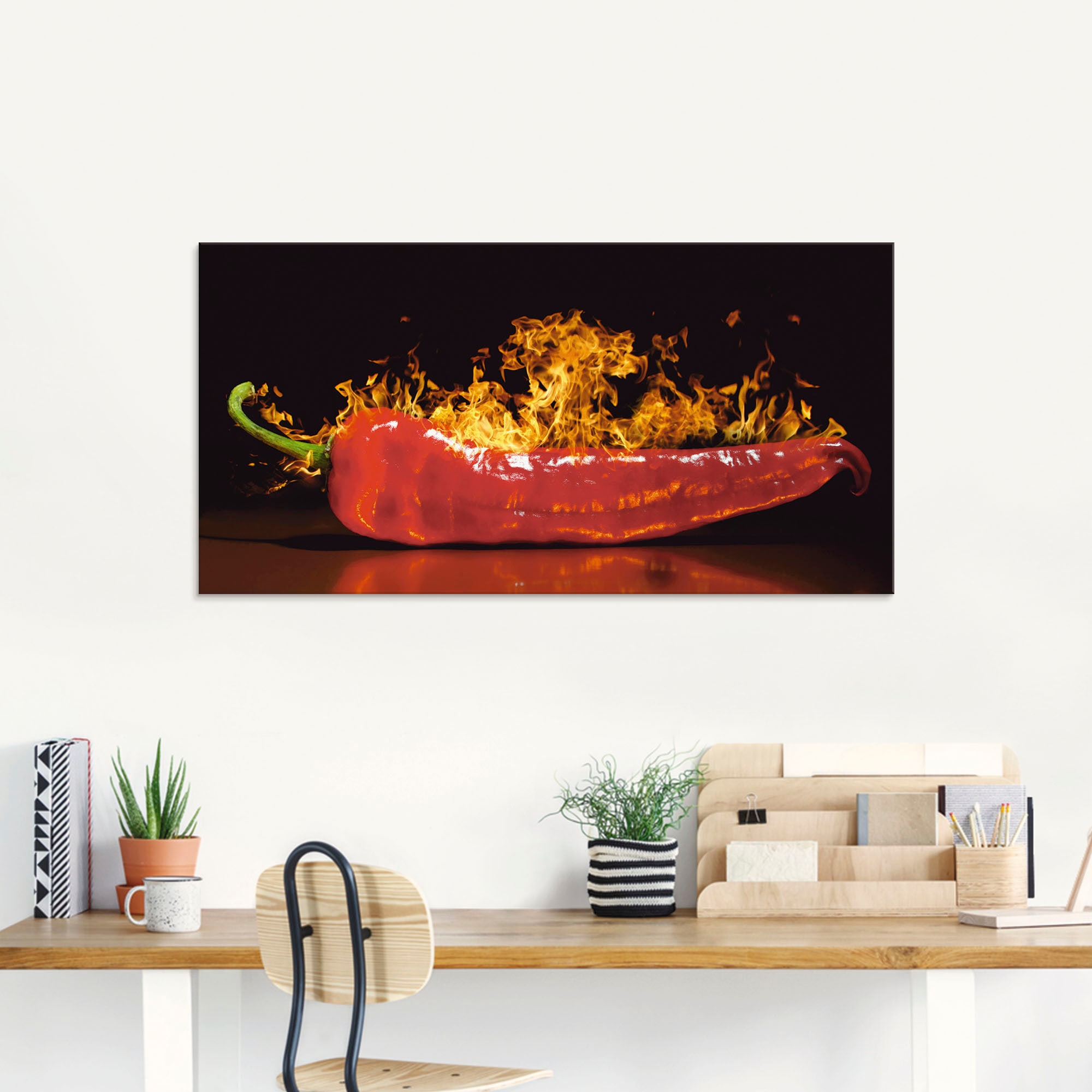 Artland Glasbild »Roter scharfer Chilipfeffer«, Lebensmittel, (3 St.), in verschiedenen Größen