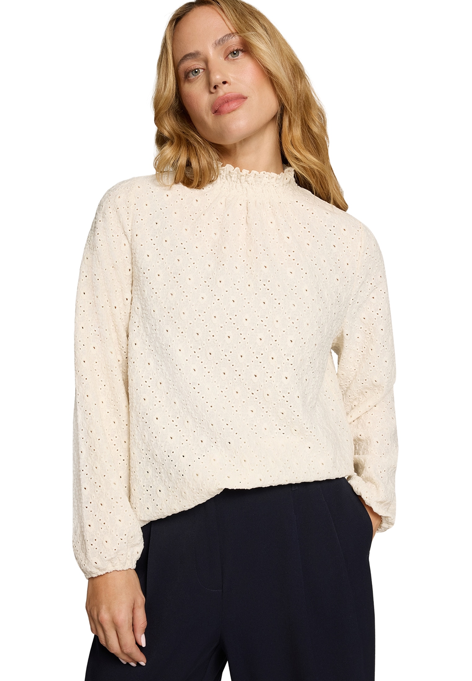 Zero Klassische Bluse »Bluse mit Lochmuster«