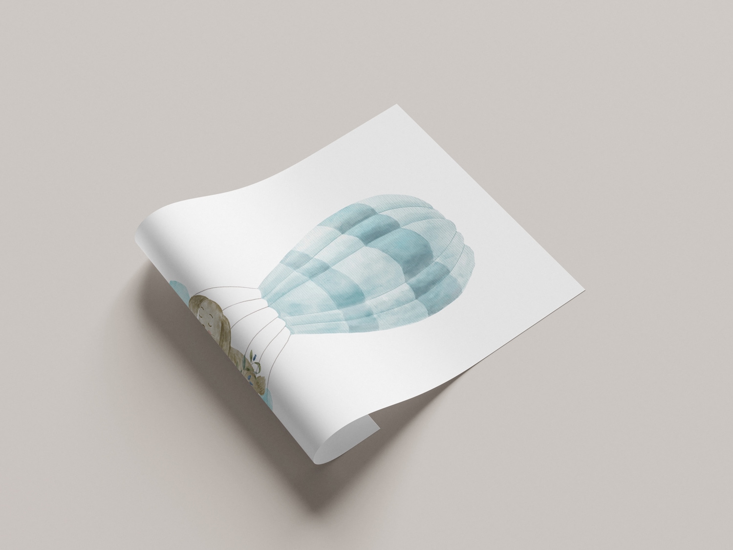 Lüttenhütt Bild mit Rahmen »oder Poster, Schlafender Hase in Heißluftballon«, Ballonfahren-Fantasy-Hase-Hasen-Heißluftballon-Tiere, (1 St.), HD Premium Druck