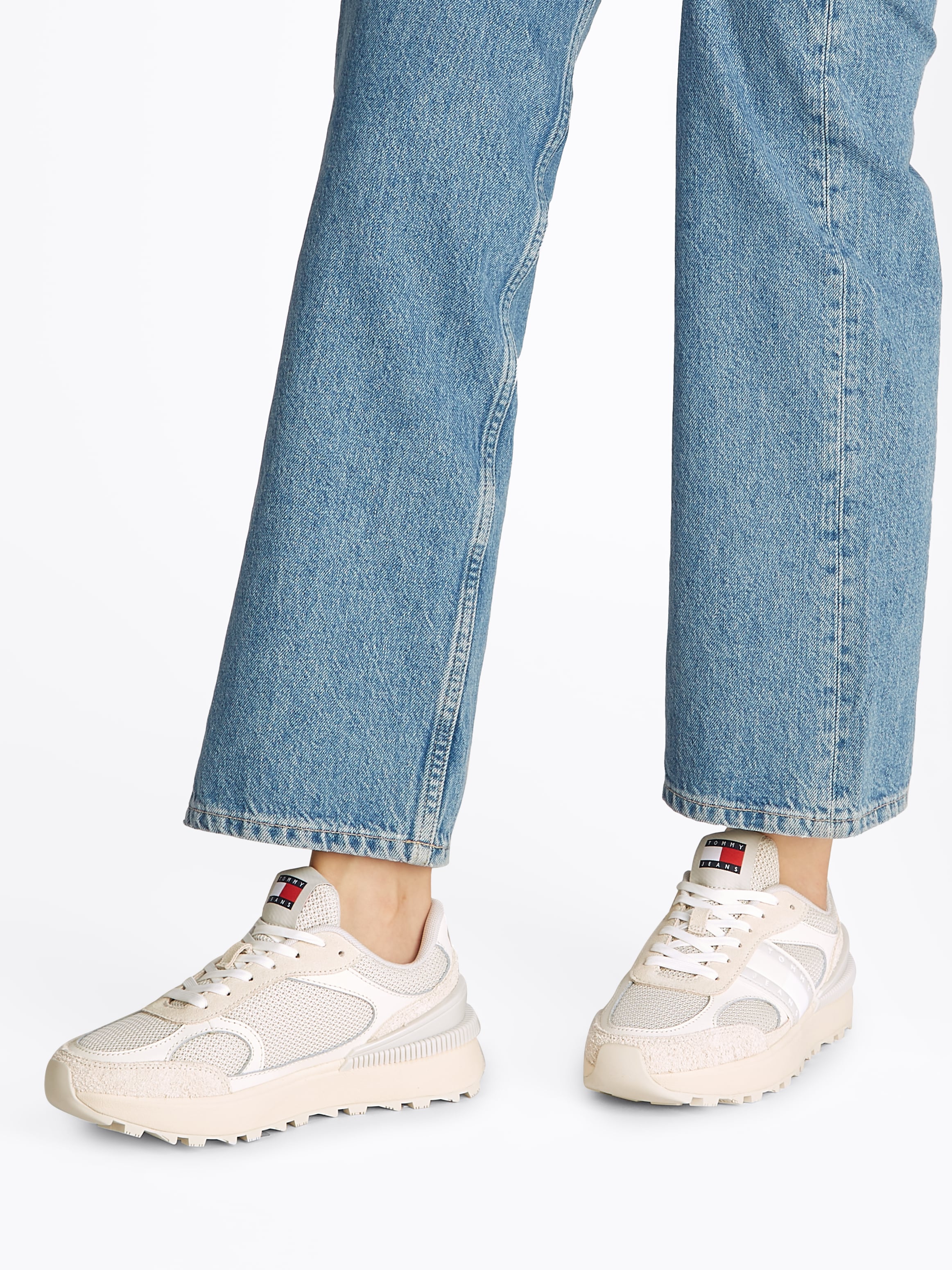 Tommy Jeans Plateausneaker »TJW TECH RUNNER«, Freizeitschuh, Halbschuh, Schnürschuh im Materialmix