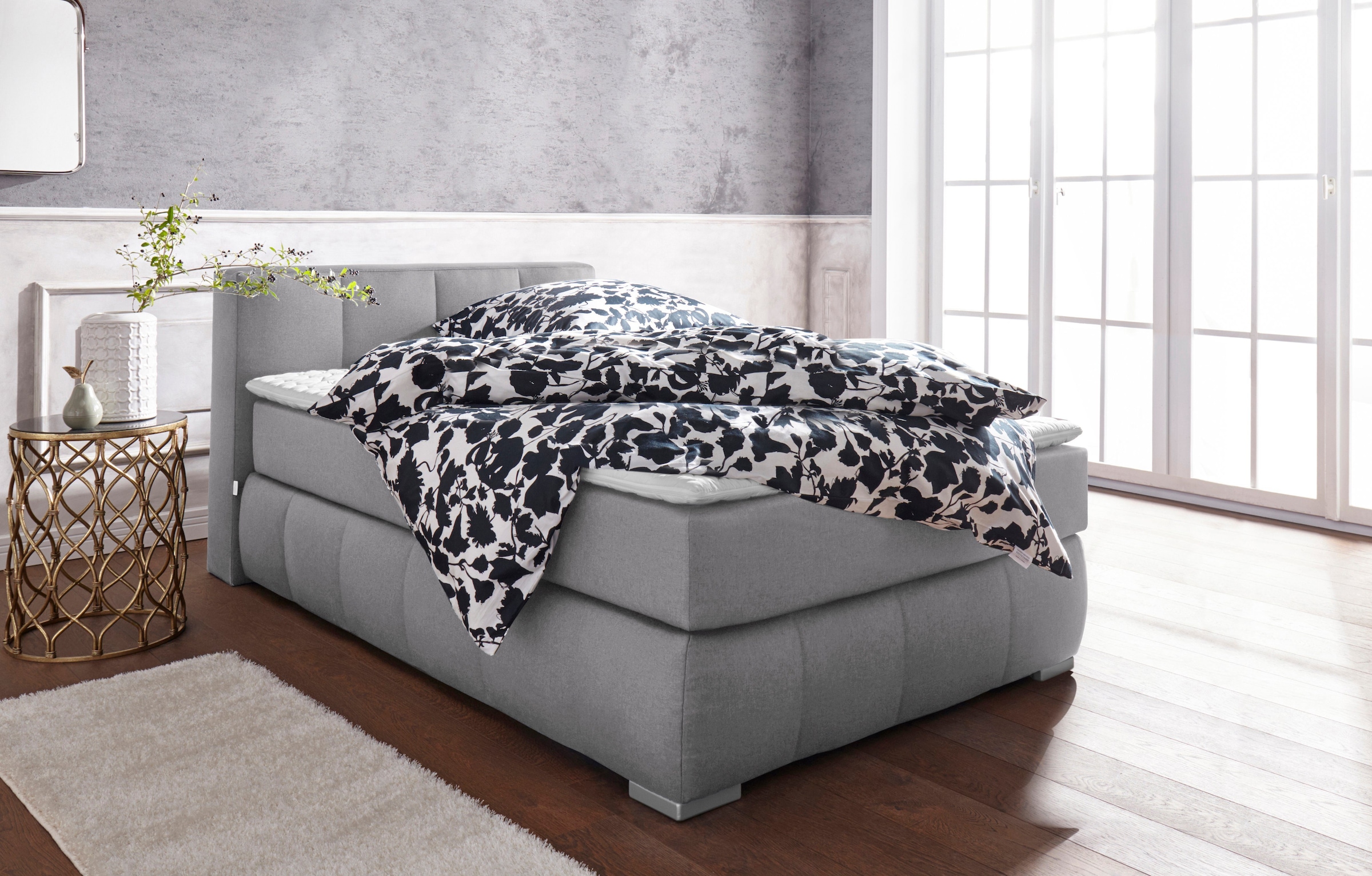 Guido Maria Kretschmer Home&Living Boxspringbett »Chelles«, inkl. Topper, in XXL- Überlänge 220 cm, Unterbox mit feine Wölbung