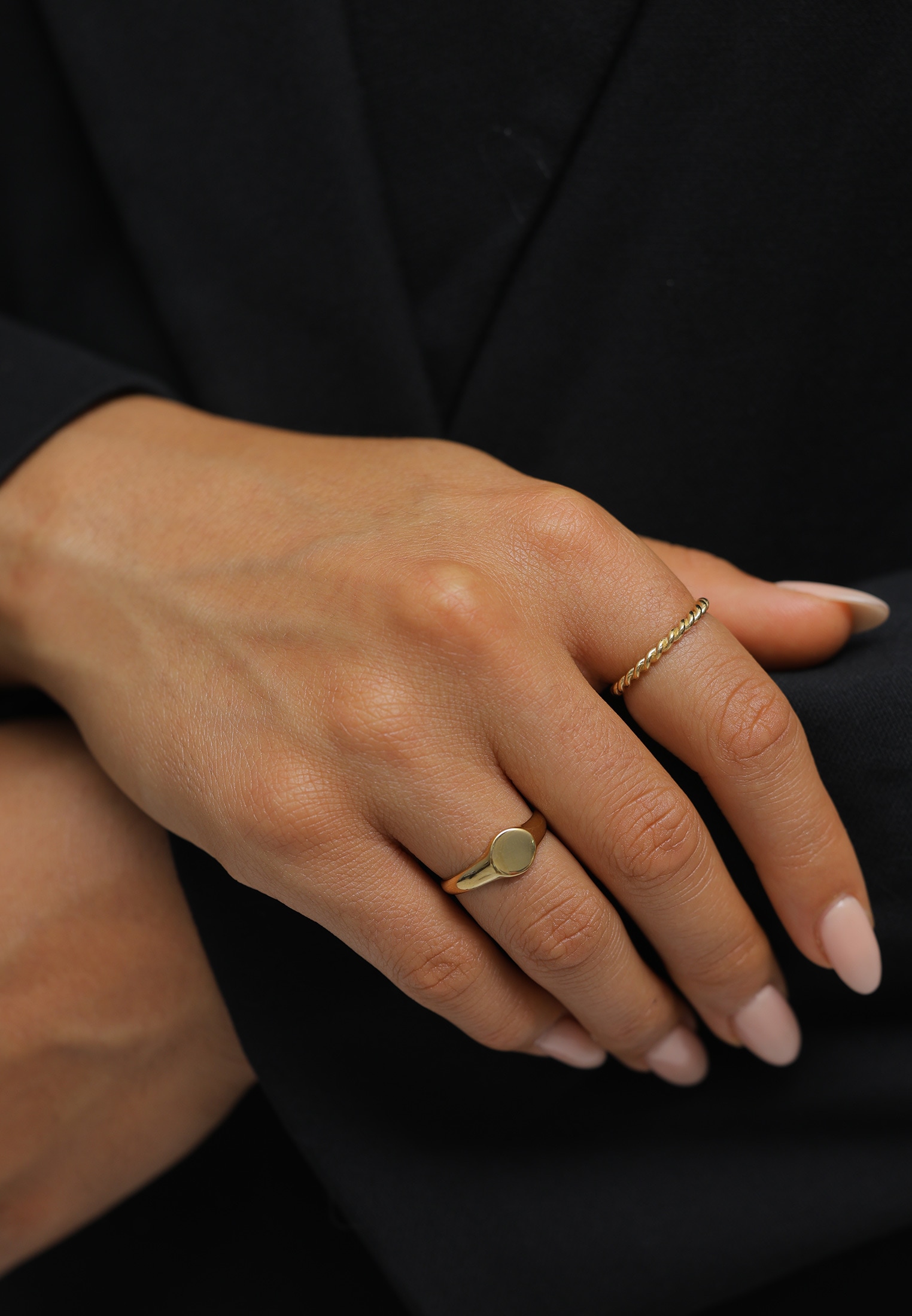 Elli Ring-Set »Ring Siegelring Basic Bandring Twist 2er Set 925 Silber«