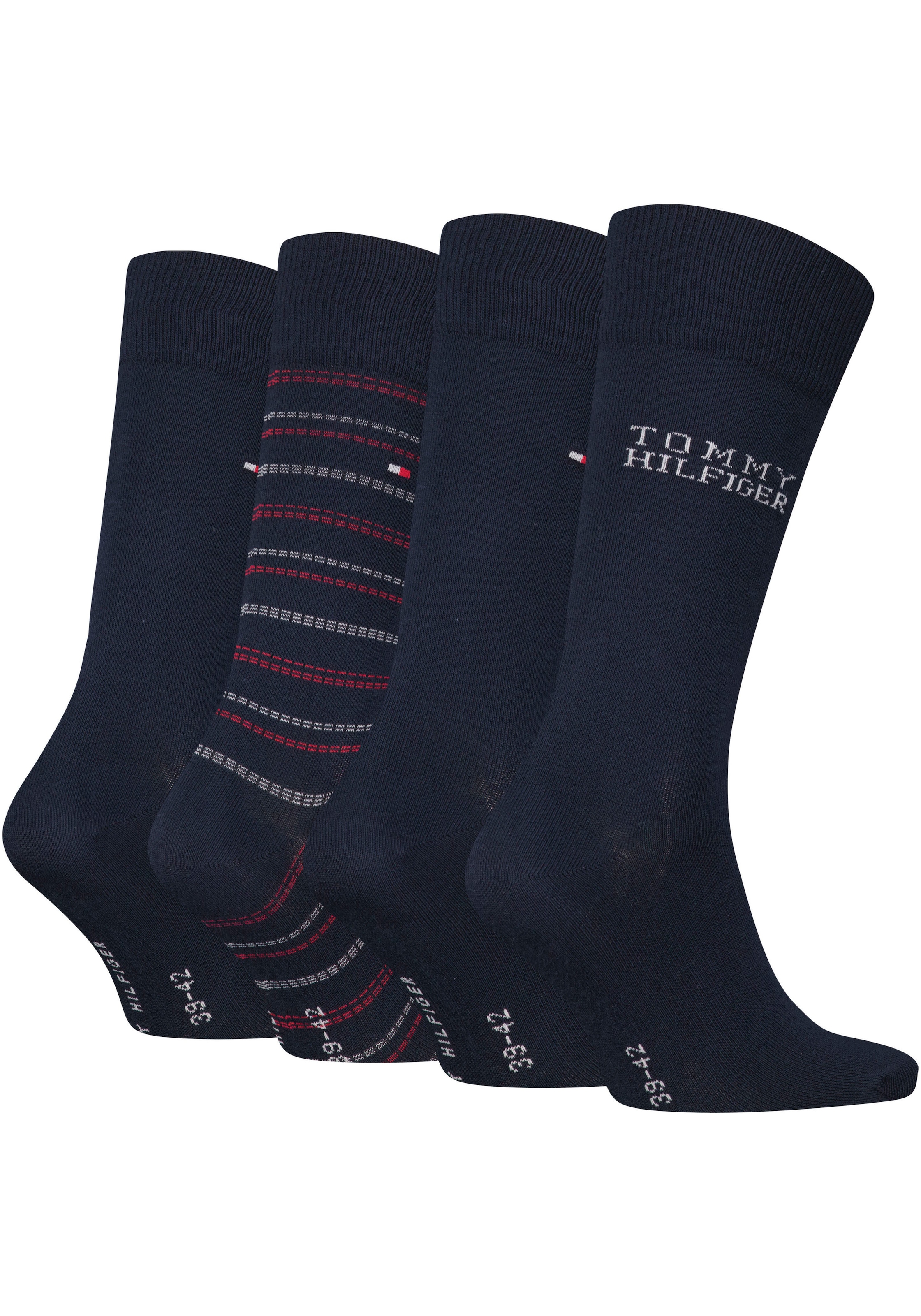 Tommy Hilfiger Socken, (4 Paar), Ideal zum Verschenken, Logoprägung, Geschenkbox