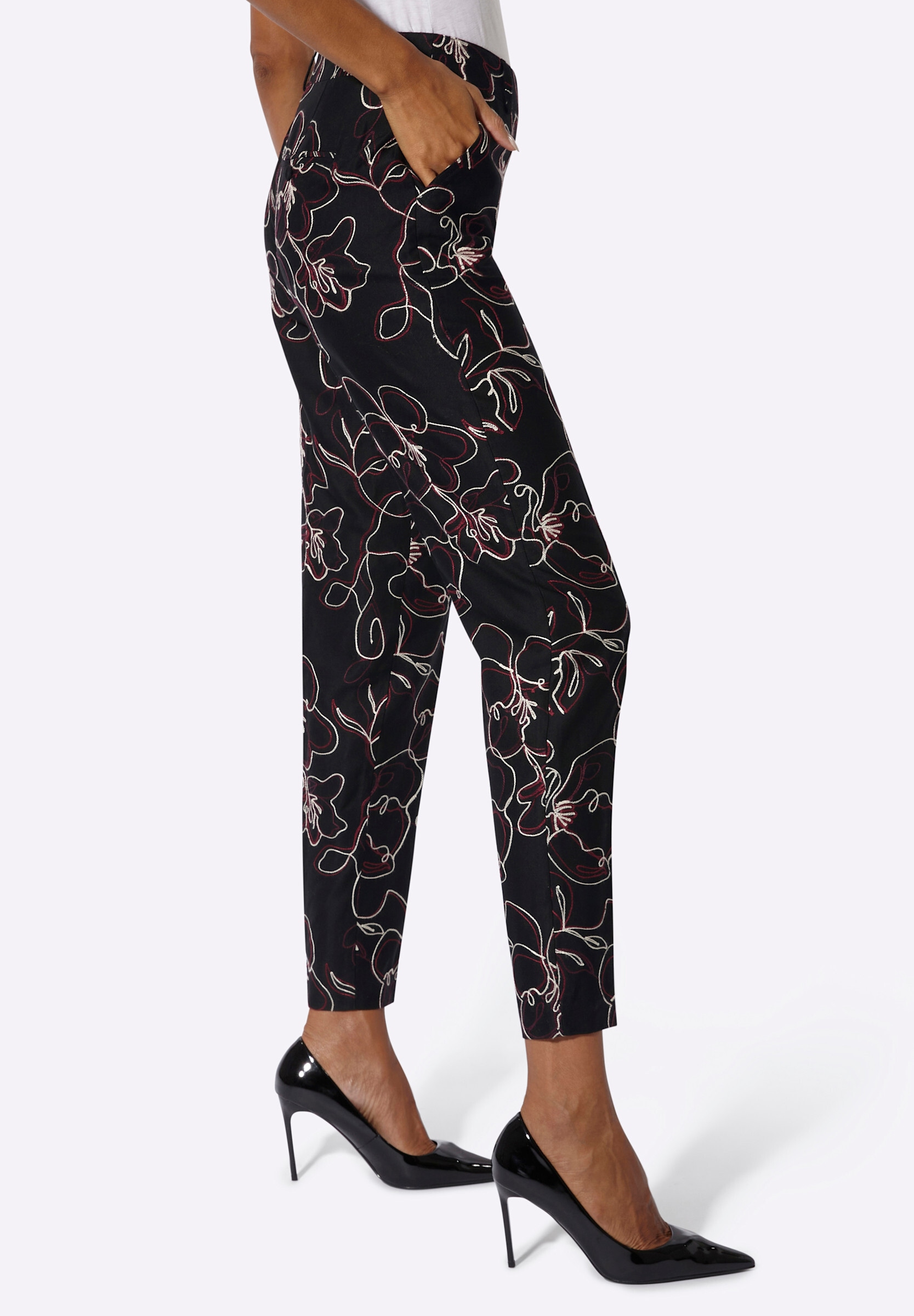 creation L Bügelfaltenhose »Lyocell-Viskose-Hose Hose mit aufwendiger Stickerei«
