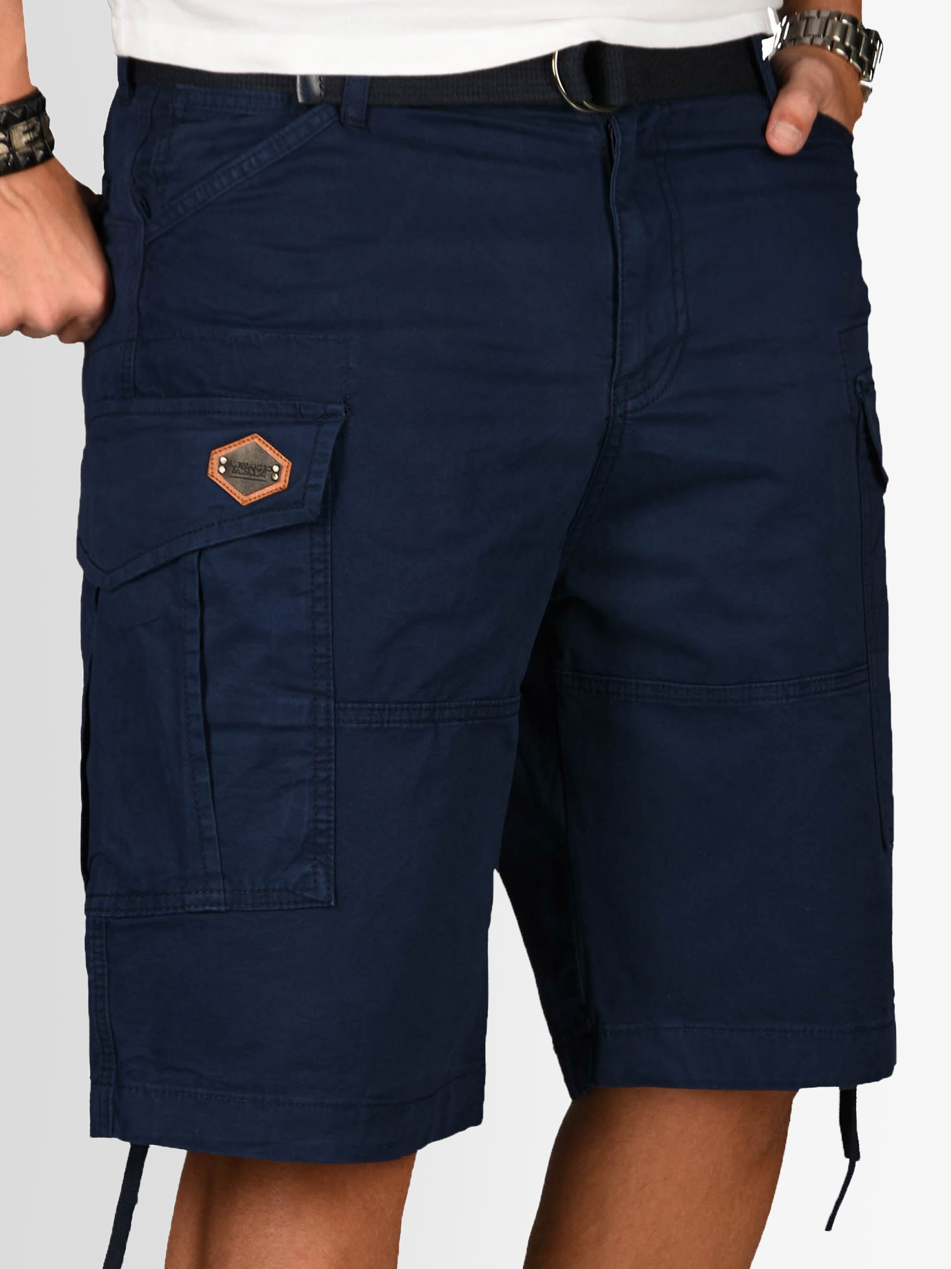 Alessandro Salvarini Cargoshorts »A. Salvarini Herren Designer Cargo Shorts Cargoshorts kurze Hose Gürtel AS133«
