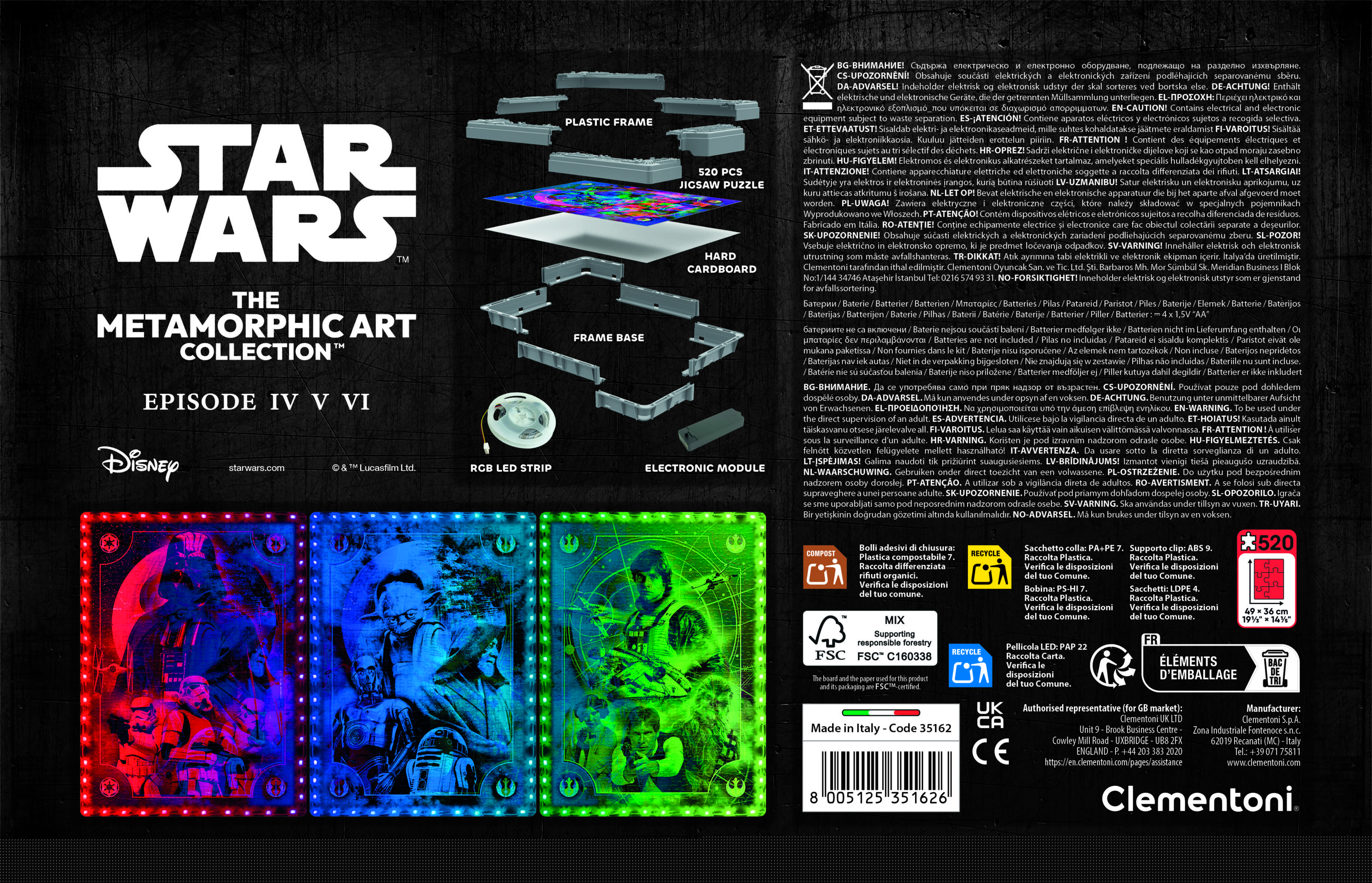 Clementoni® Puzzle »Star Wars - The Metamorphic Art Collection Episode 4-5-6« Mit Licht; Made in Europe