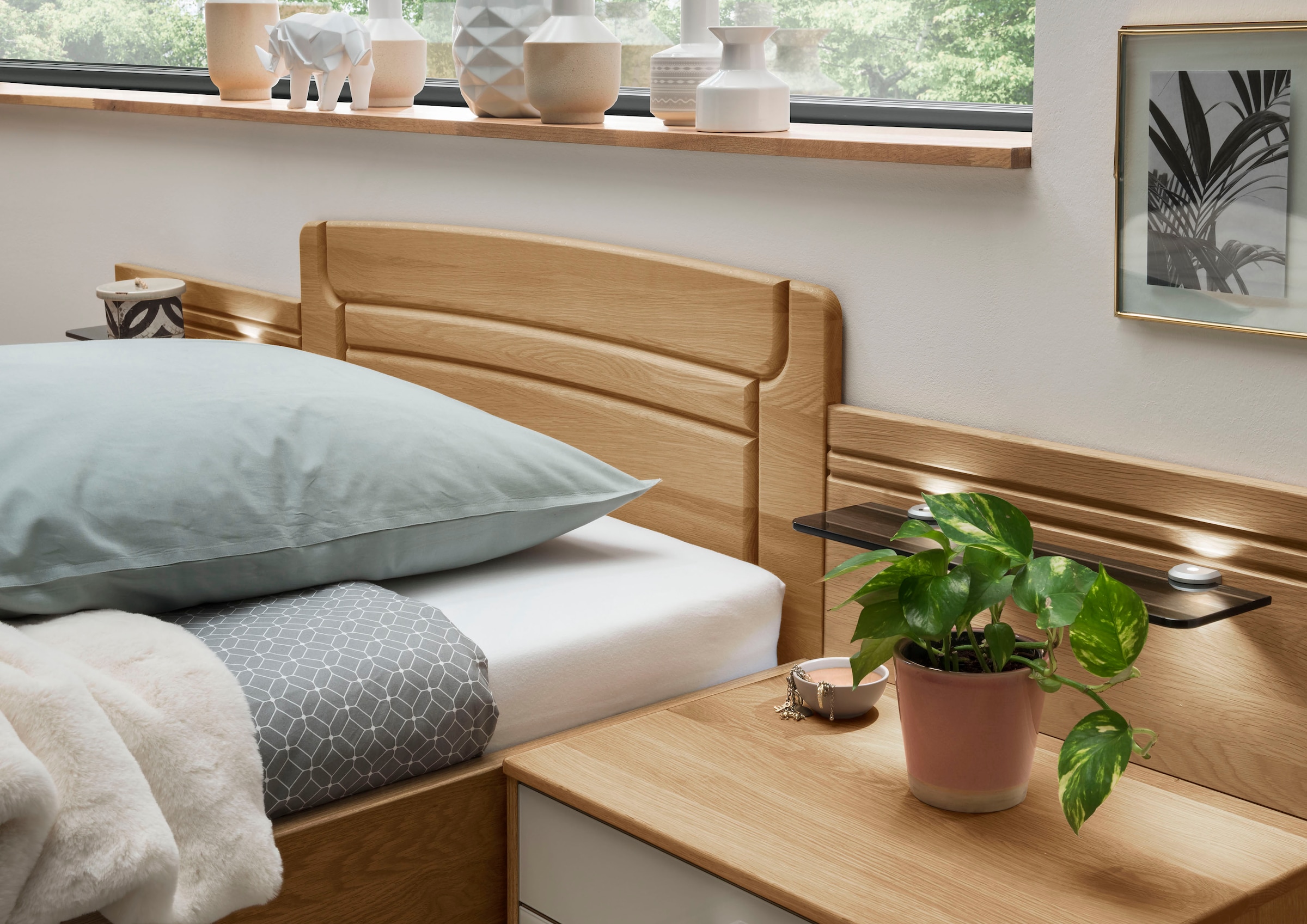 WIEMANN Holzbett »Kiruna, Bettgestell, Bettrahmen, teilmassiv Eiche« 4-fache Liegehöhenverstellung, MADE IN GERMANY,  Kopf- und Fußteil aus Massivholz, verschiedene Größen, in Komforthöhe