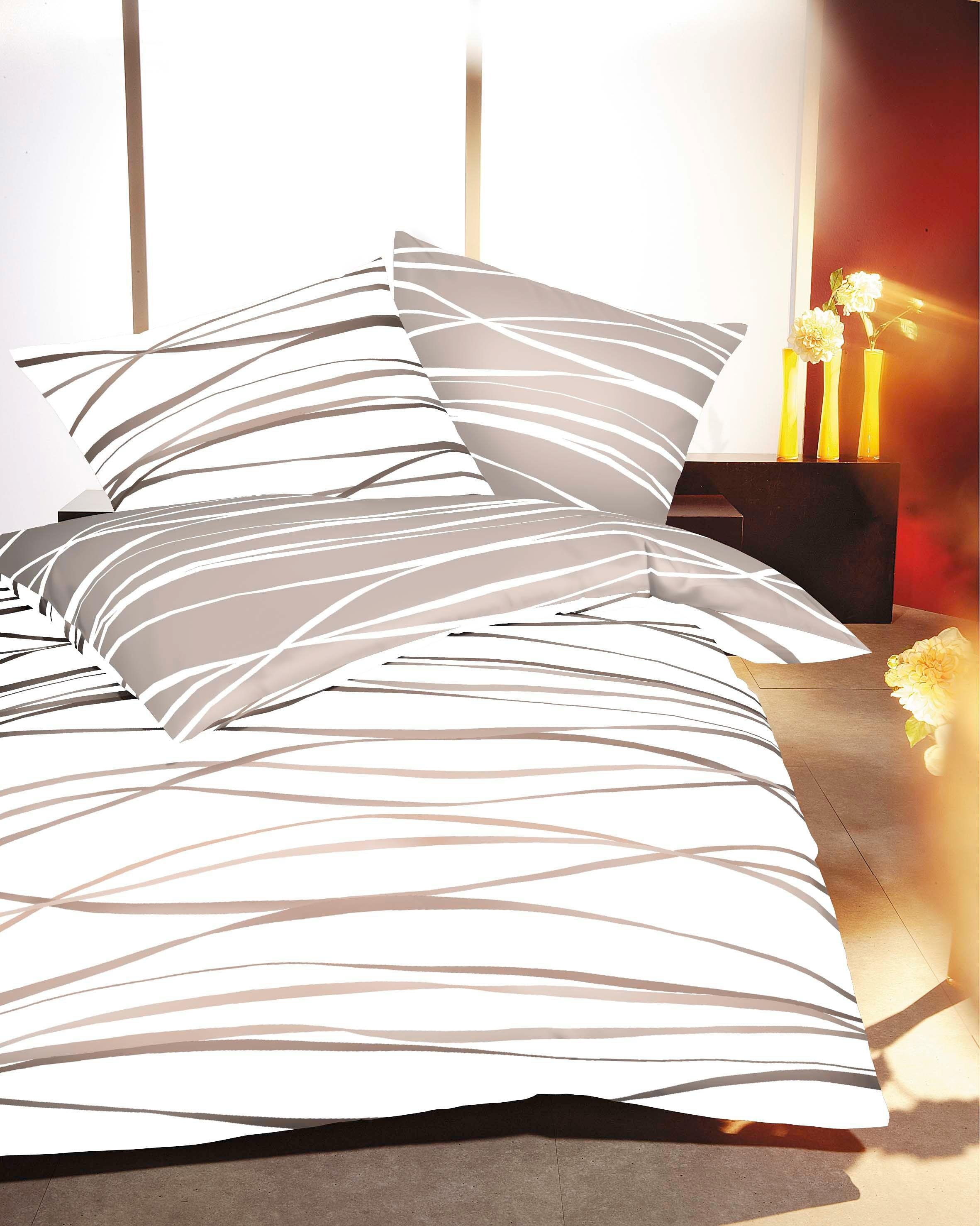 Kaeppel Wendebettwäsche »Motion«, (2 tlg.), aus 100% Baumwolle, in Mako-Satin oder Biber Qualität, Winterbettwäsche, Bett- und Kopfkissenbezug mit Reißverschluss, Bettwäsche-Set STANDARD 100 by OEKO-TEX® zertifiziert.