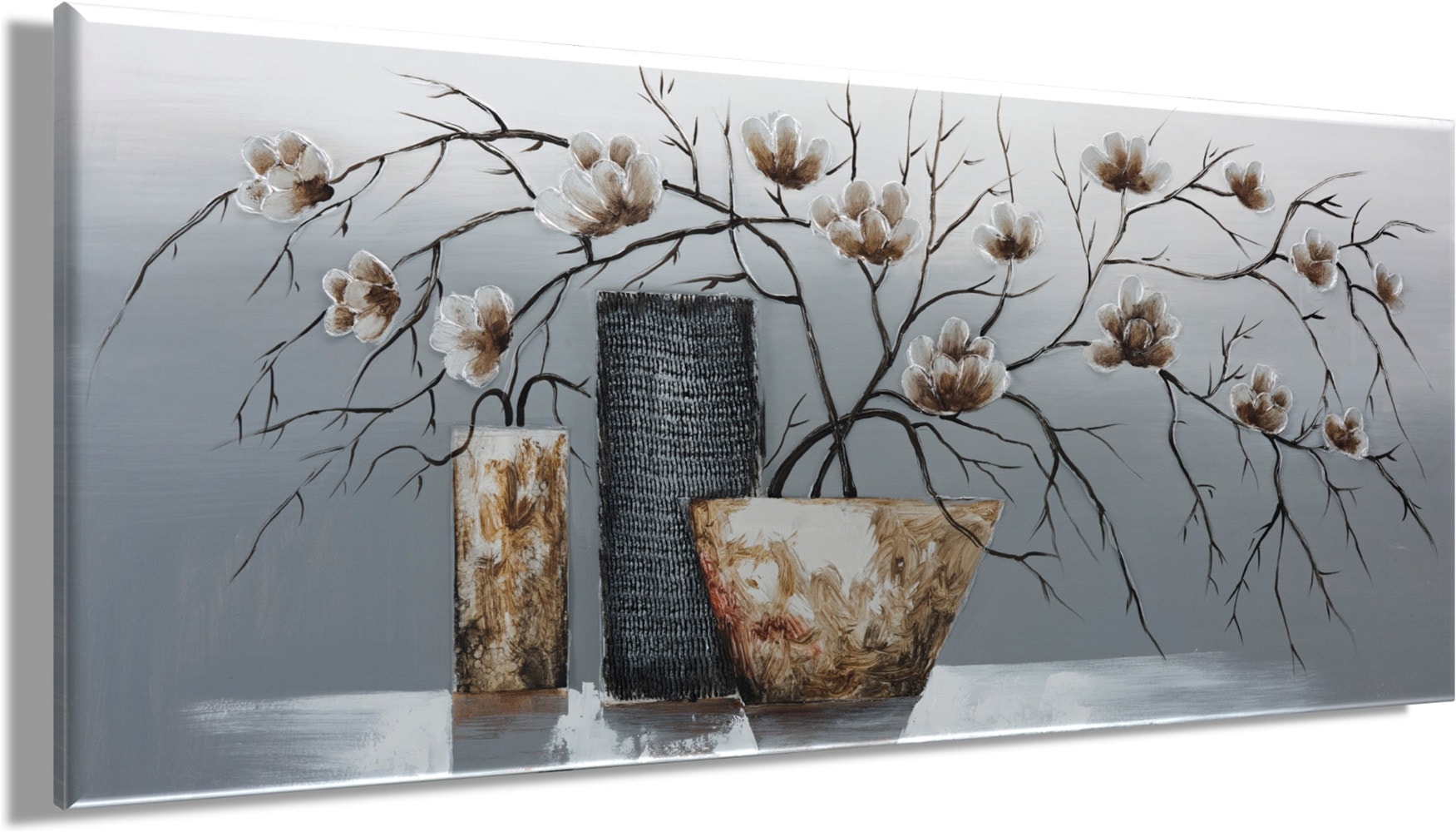 Bönninghoff Ölgemälde »handarbeit BLUMENVASEN XXL 60x140 cm – Wandbild Kunst Deko« Blumen 1 Stk. tlg. handgefertigt, jedes Bild ein Unikat