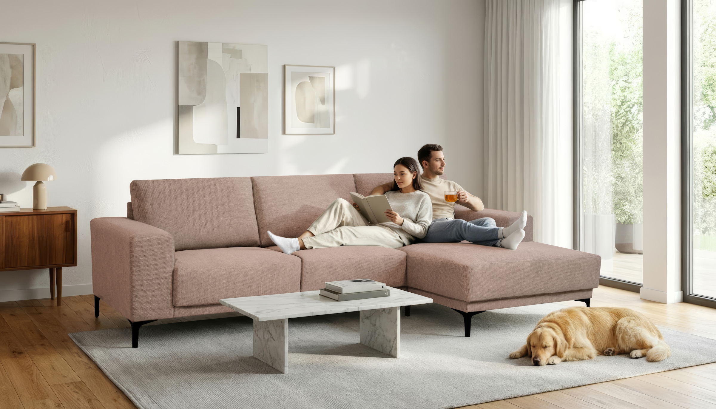 OTTO home Ecksofa »Xander, L-Form« Breite 280 cm, Soft-Touch Chenille, schwarze Metallfüße