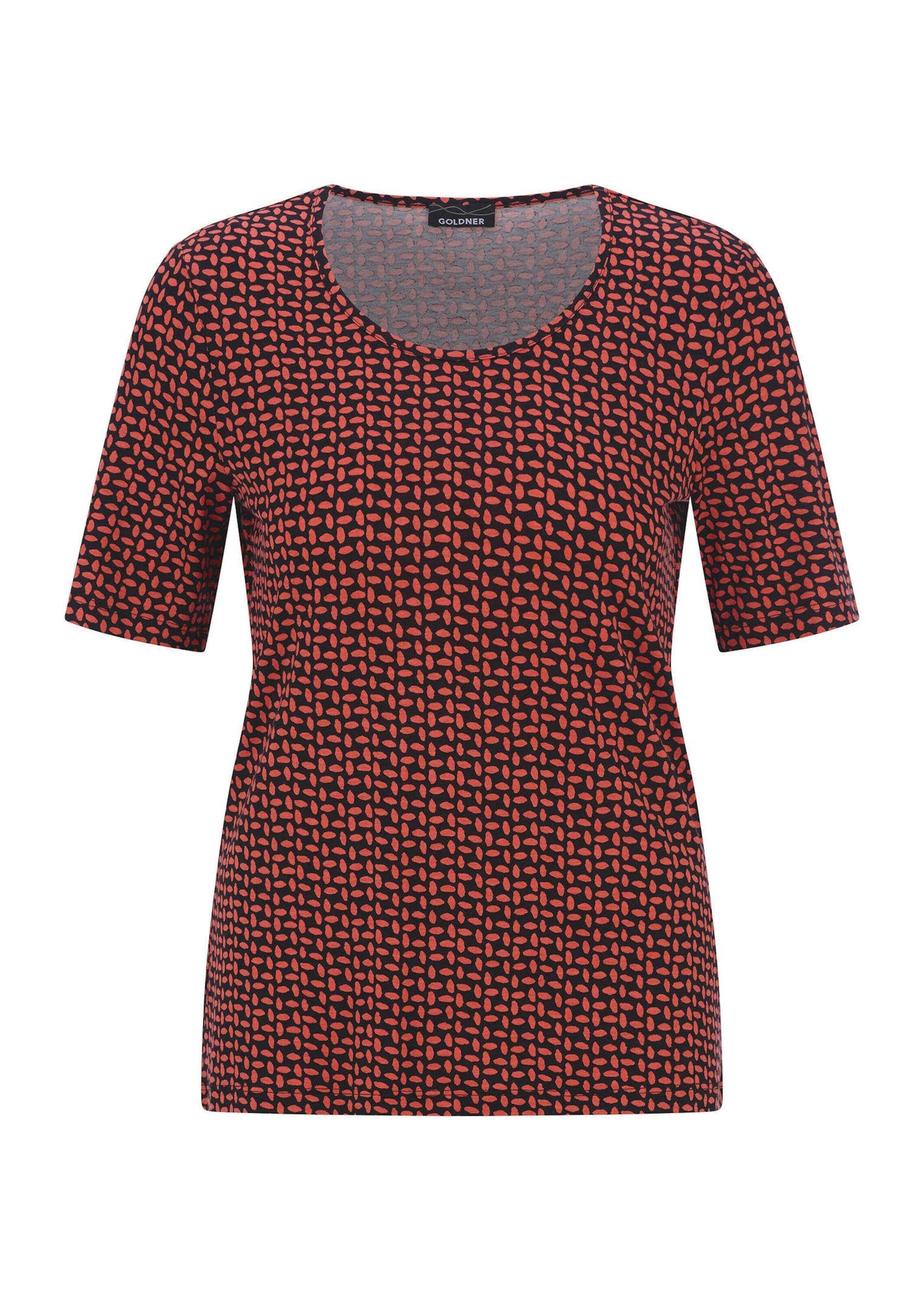 GOLDNER Kurzarmshirt »Kurzgröße Viskoseshirt mit geometrischem Minimal Print« stretchbequemer Viskosejersey