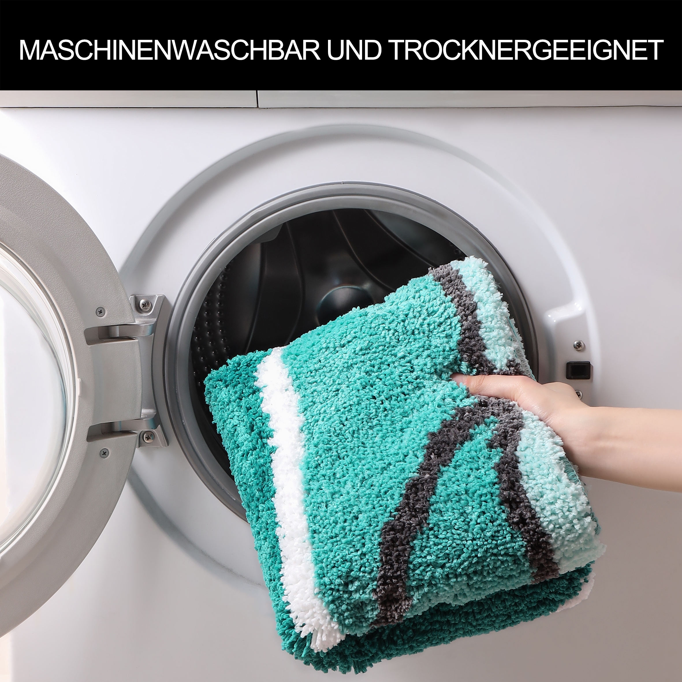 my home Badematte »Juna mit Muster, Badvorleger, Badezimmer Teppich, Duschvorleger« Höhe 20 mm rutschhemmend beschichtet strapazierfähig besonders weich, Design, Badematten, Badteppich