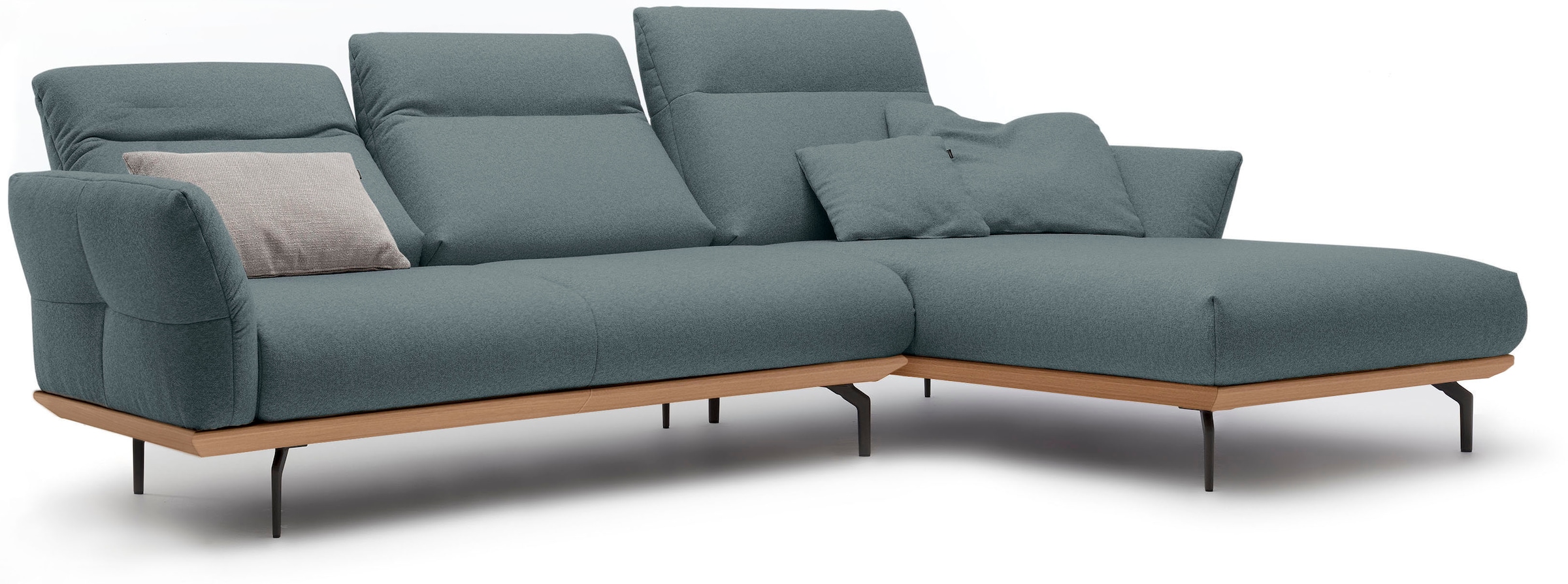 Creation BY ROLF BENZ Ecksofa »CR.460«, Sockel in Eiche, Alugussfüße in umbragrau, Breite 298 cm