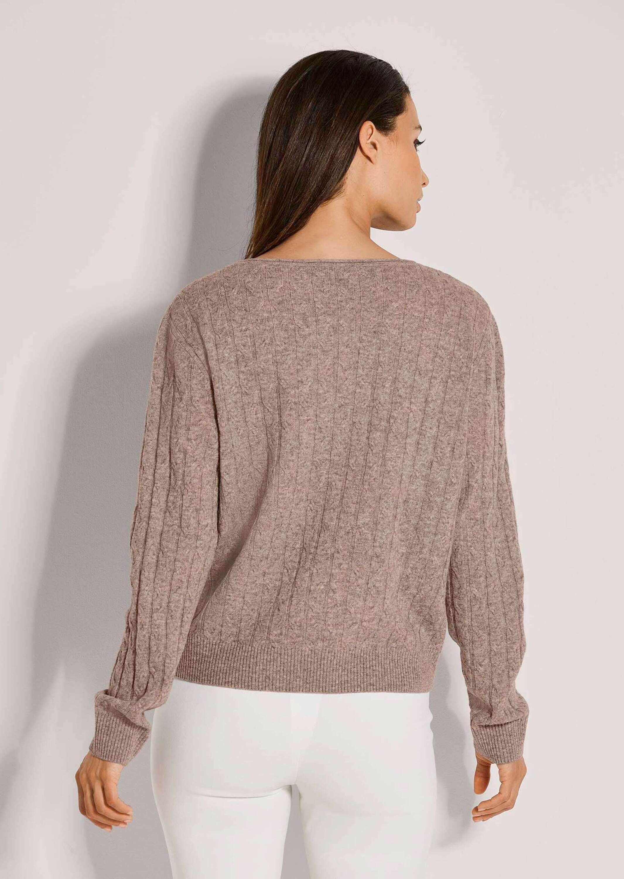MADELEINE Longpullover »Strickpullover Eleganter Wollpullover mit Zopfmuster« Allover-Zopfmuster