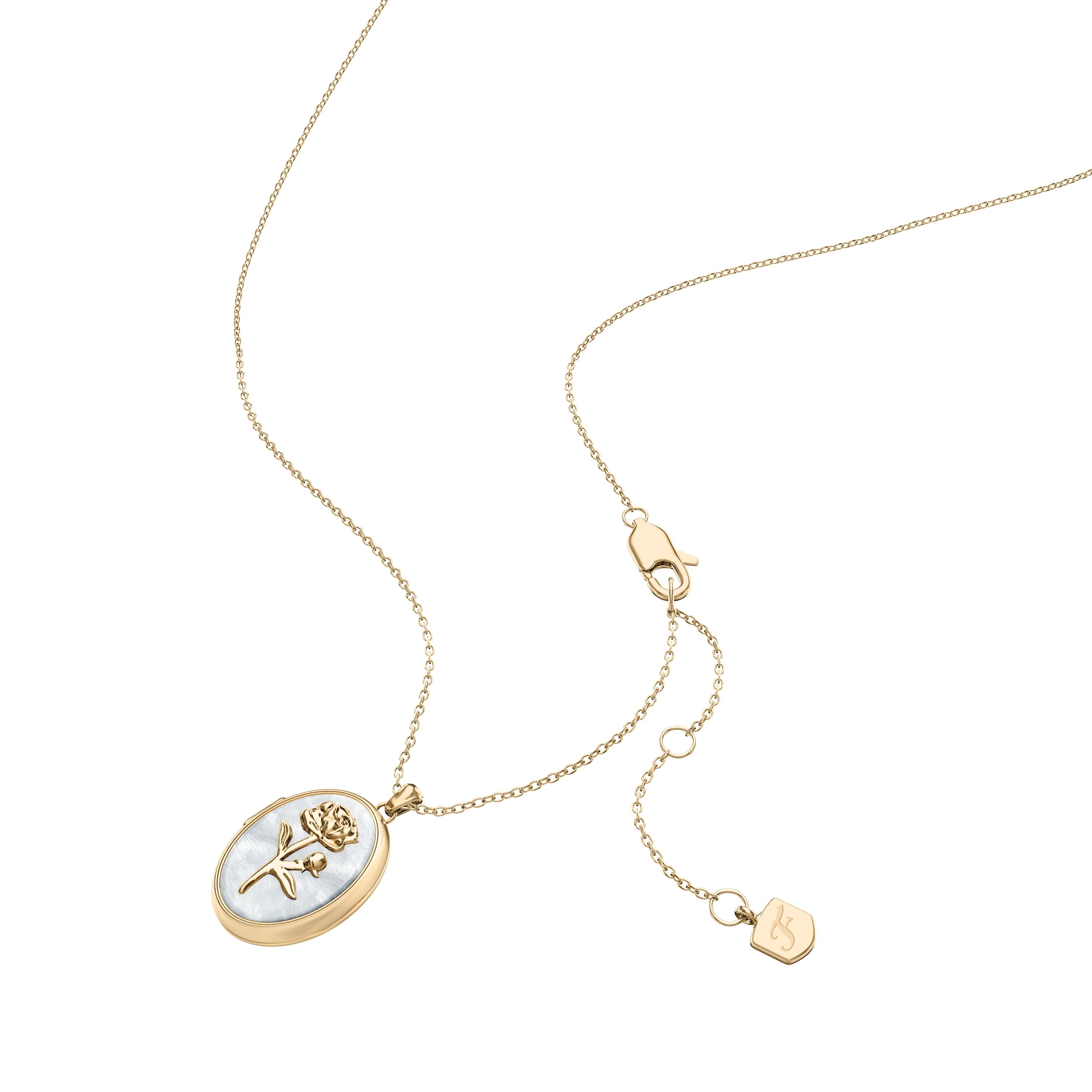 Fossil Kette mit Anhänger »Schmuck Geschenk Edelstahl Medaillon zum Öffnen Blume Sutton« mit Perlmutt