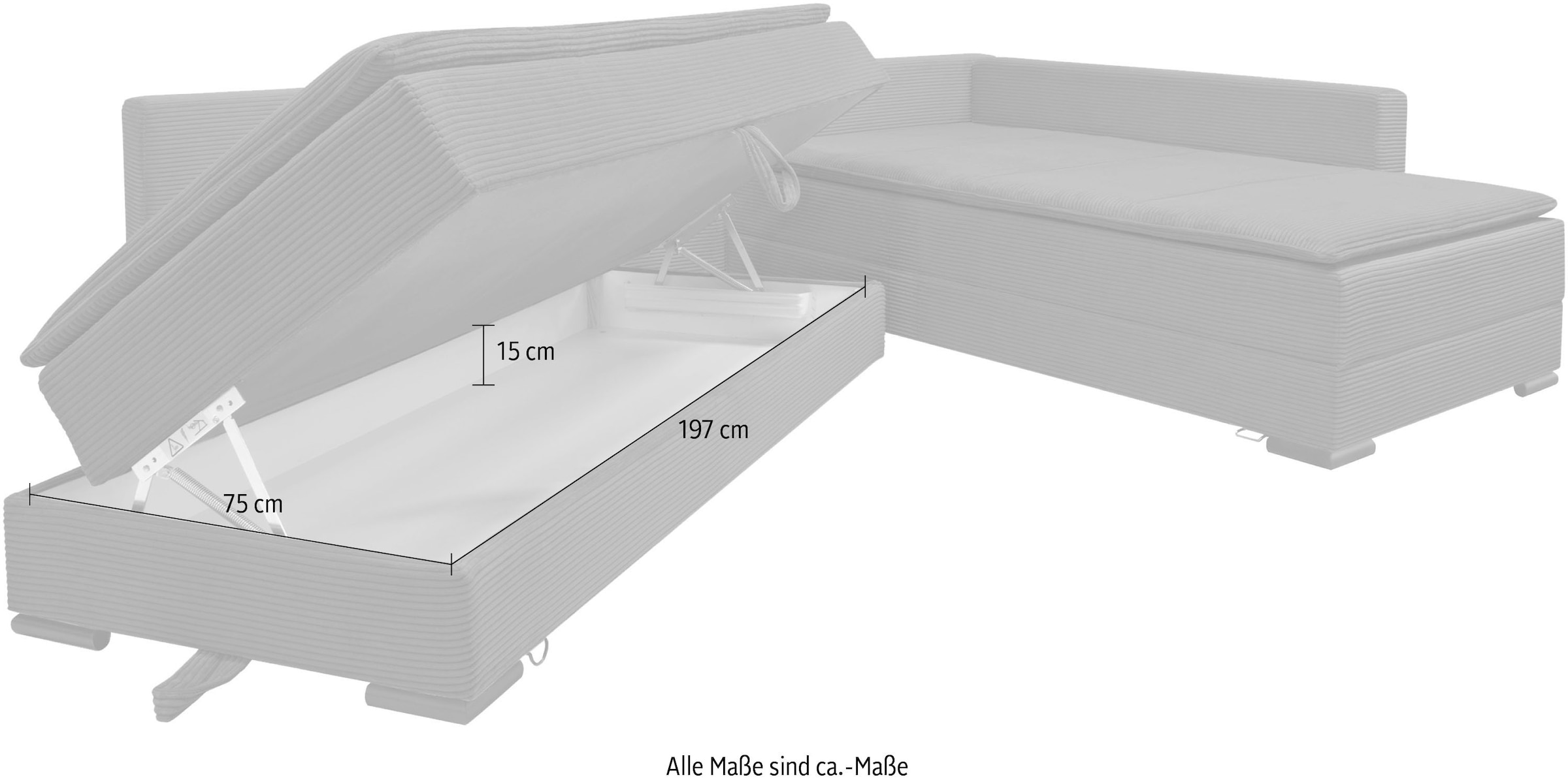Home affaire Ecksofa »Night & Day L-Form, B: 321 cm, mit Dauer-Schlaffunktion 180x200 cm« Schlaffunktion, Bettkasten, Topper & 3 Zierkissen, Boxspringbett Cord