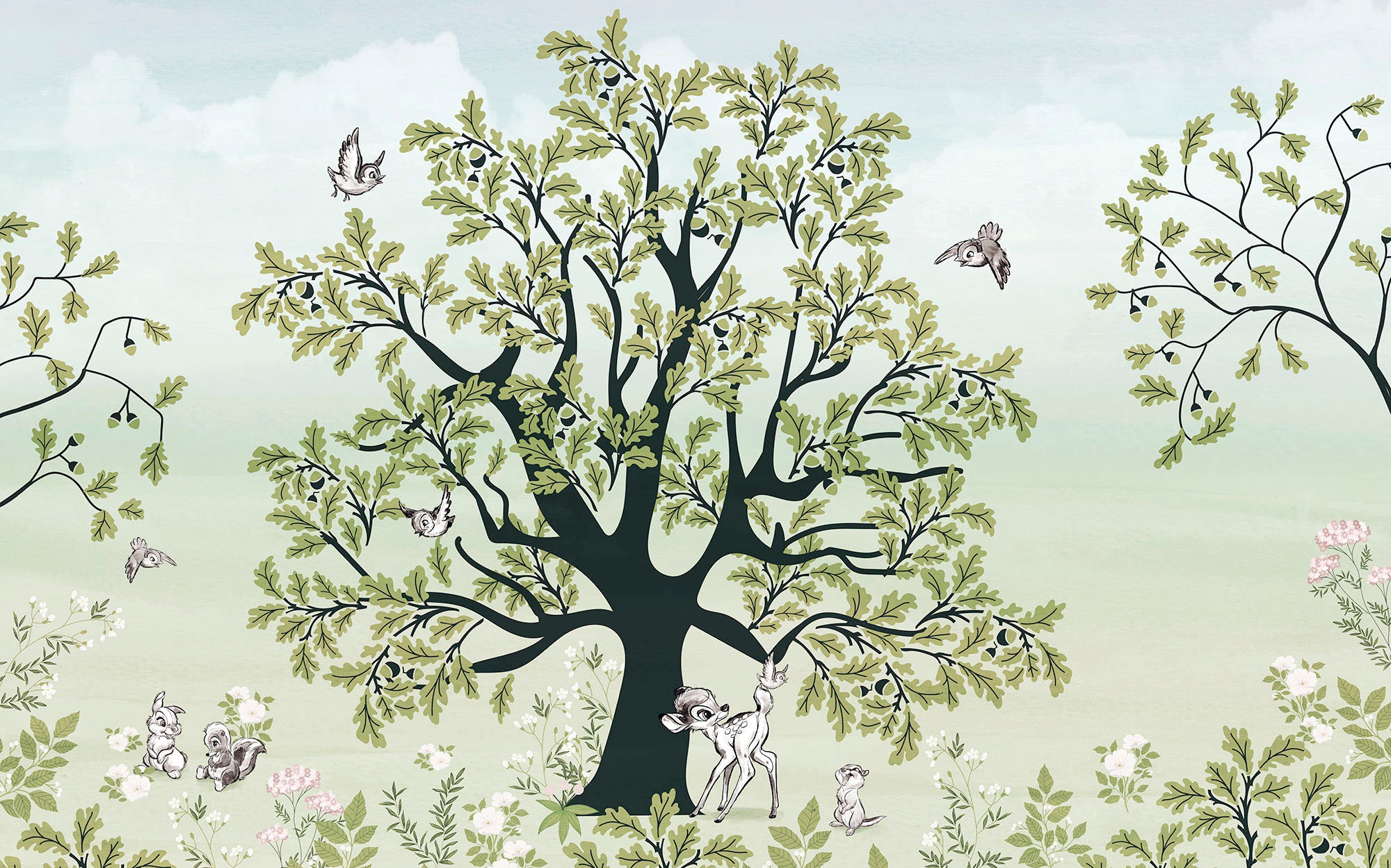 Komar Fototapete »Digitaldruck Vlies - Bambi Forest Friends - Größe 400 x 250 cm«, bedruckt, Kinderzimmer