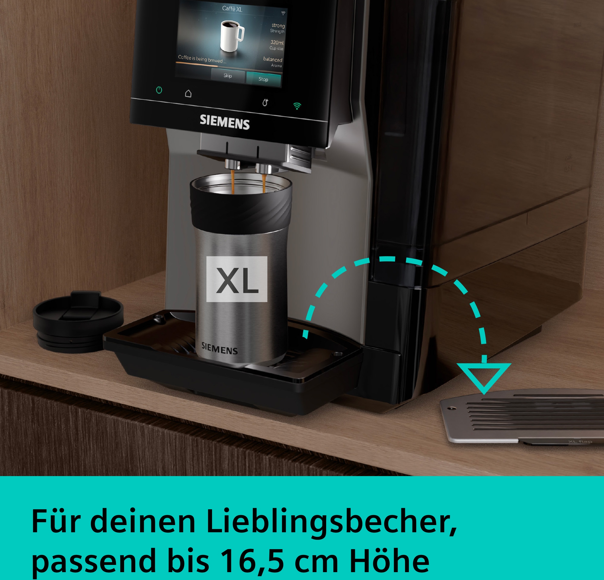 SIEMENS Kaffeevollautomat »TP725ET7« farbiges Full-Touch-Display, Doppeltassenfunktion, sehr leise, silber