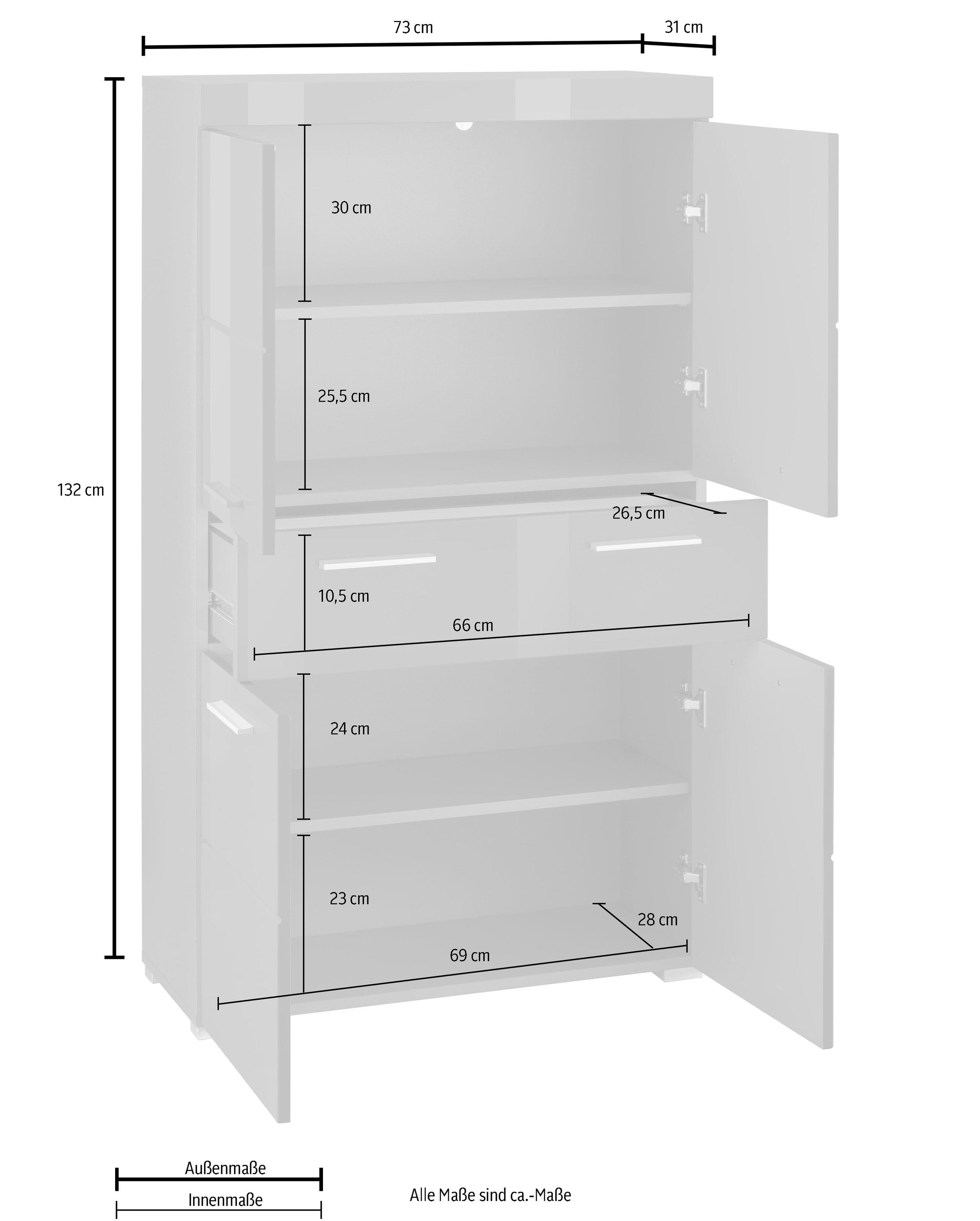 und »Avena«, Breite 73 4 Badezimmerschrank OTTO großen Türen Midischrank INOSIGN 1 cm, mit Schubkasten bei