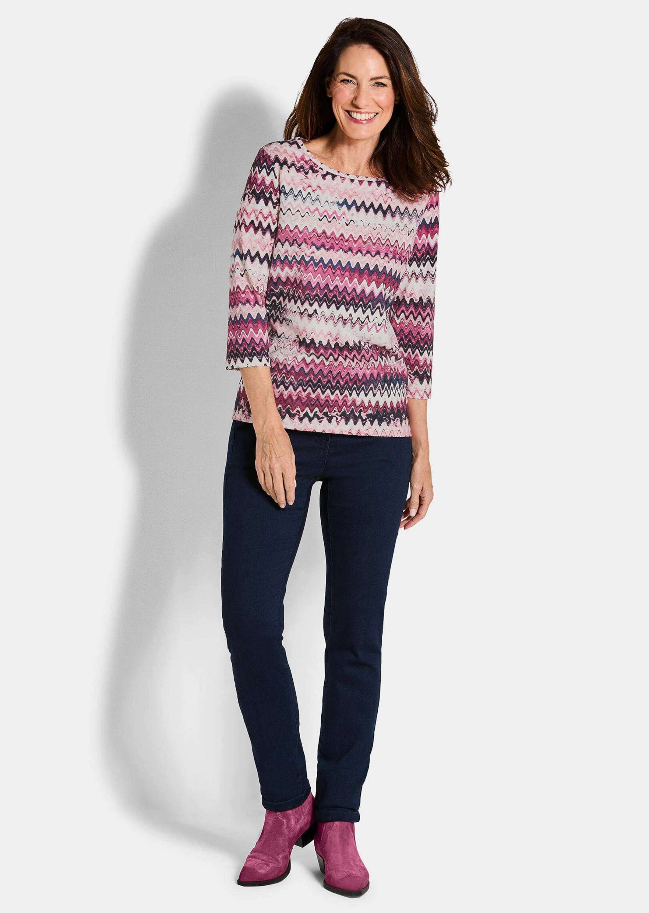 GOLDNER Print-Shirt »Halbarm-Viskosebluse, Zickzack-Design« Zickzack-Muster