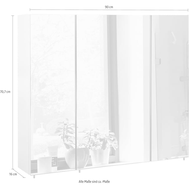 Schildmeyer Spiegelschrank »Basic«, Breite 90 cm, 3-türig, Glaseinlegeböden,  Made in Germany online bei OTTO