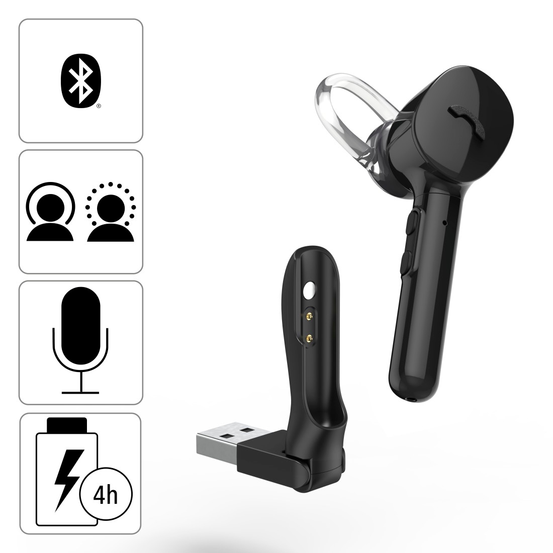 Hama Wireless-Headset »Mono-Bluetooth®Headset MyVoice1300 Multipoint Sprachsteuerung schwarz«, A2DP Bluetooth-AVRCP Bluetooth-HFP-HSP, Sprachsteuerung