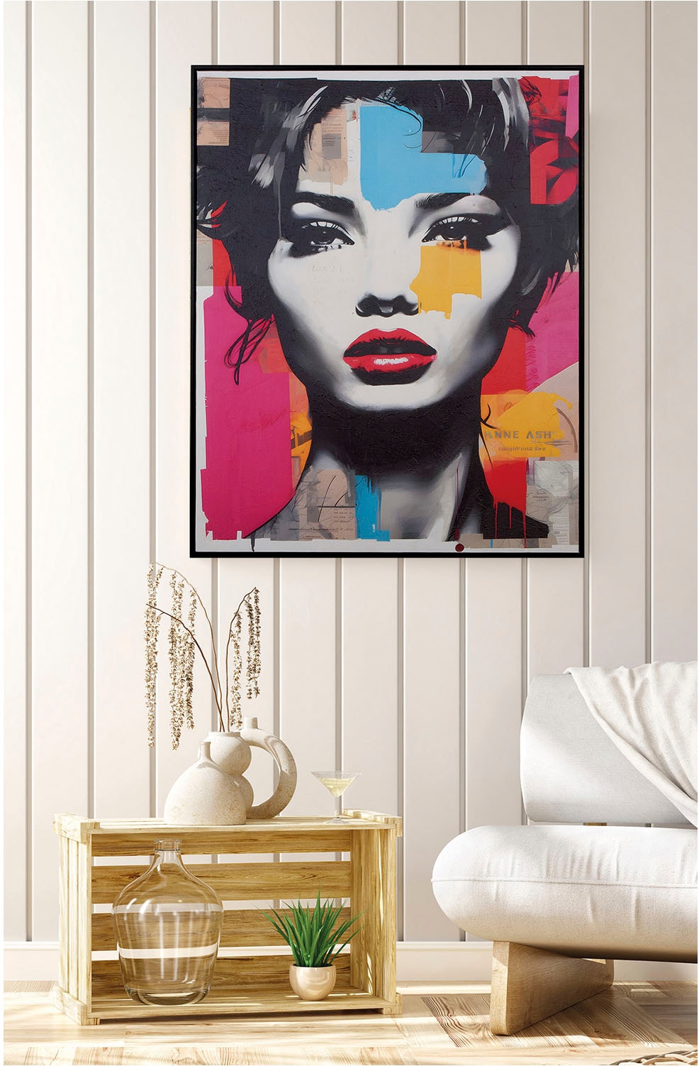 Gilde Bild mit Rahmen »Bild rechteckig Femme fatale mehrfarbig H. 102 cm« 1 Stk. tlg. in bunt, Größe B/H/T: 82 cm x 102 cm x 4 cm