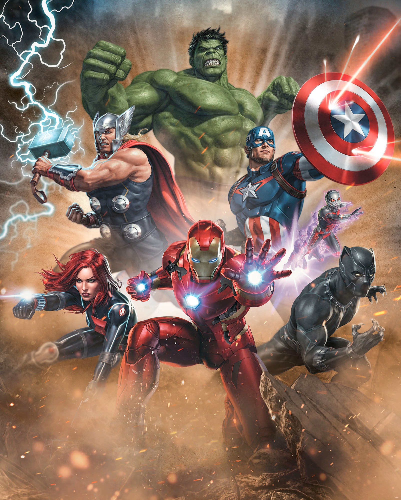 Komar Fototapete »Avengers Superpower«, bedruckt, 200 x 250 cm (Breite x Höhe) - Tapete, Vlies, Wohnzimmer, Schlafzimmer